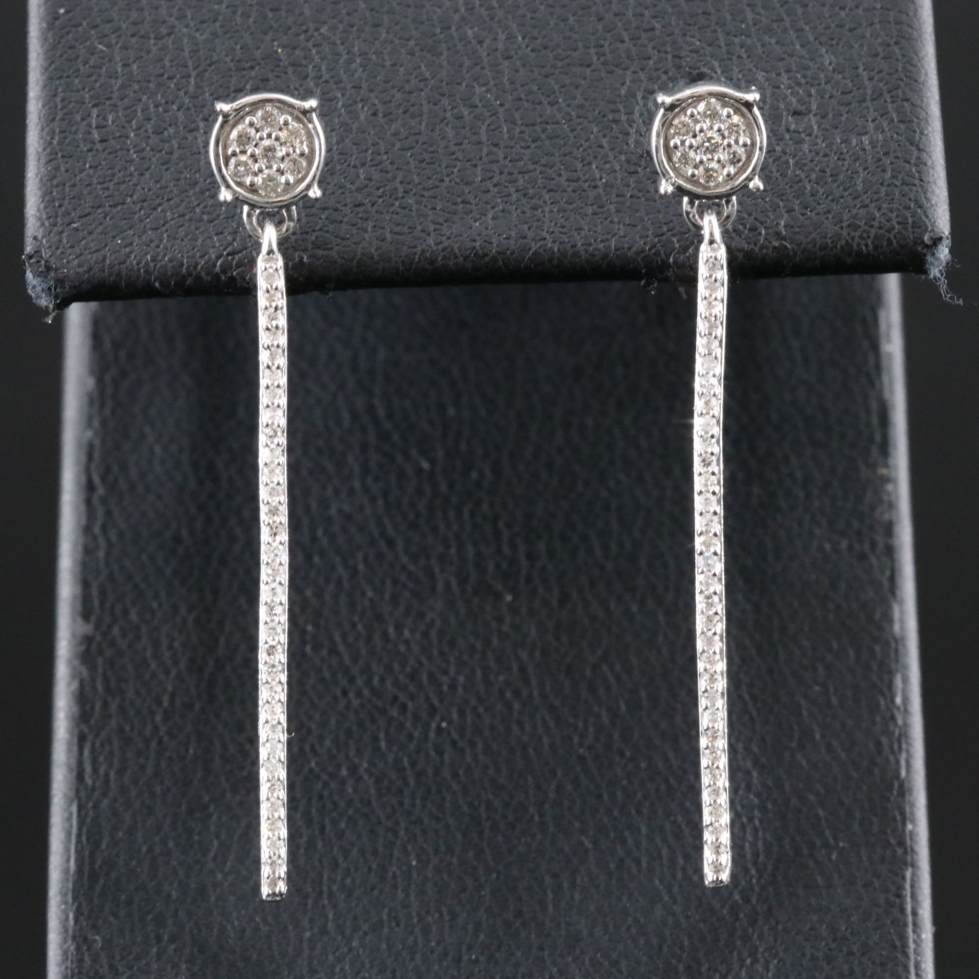Sterling Diamond Bar Earrings