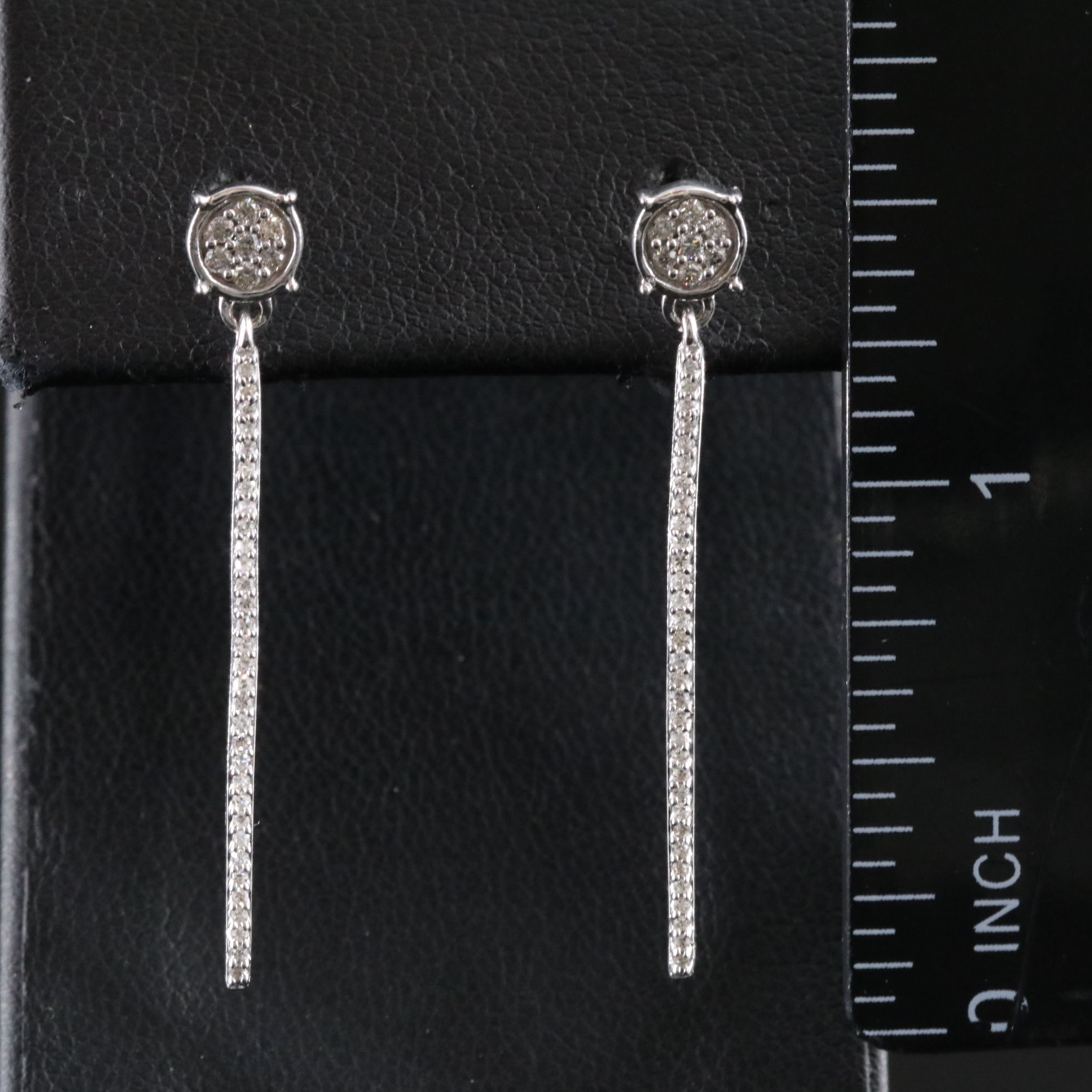 Sterling Diamond Bar Earrings