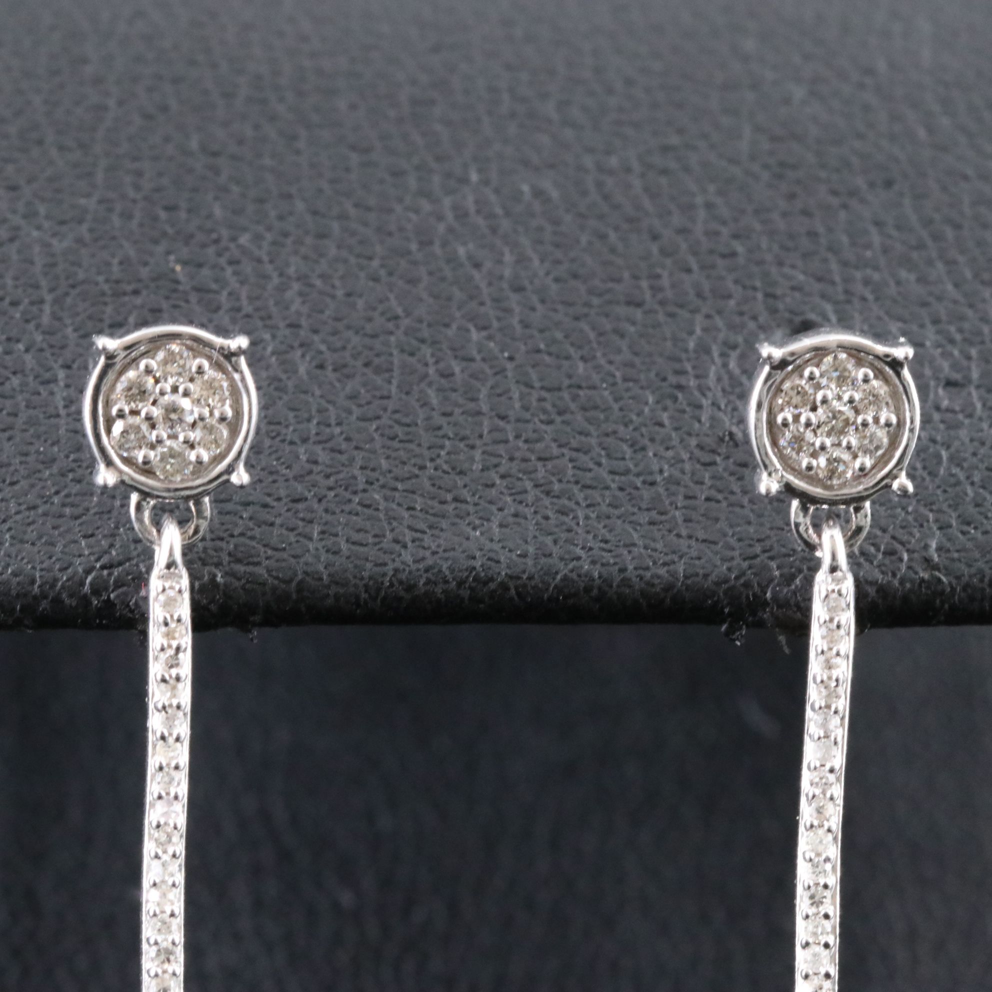 Sterling Diamond Bar Earrings