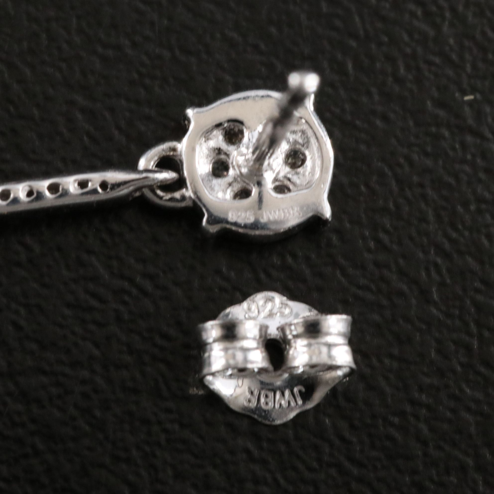 Sterling Diamond Bar Earrings