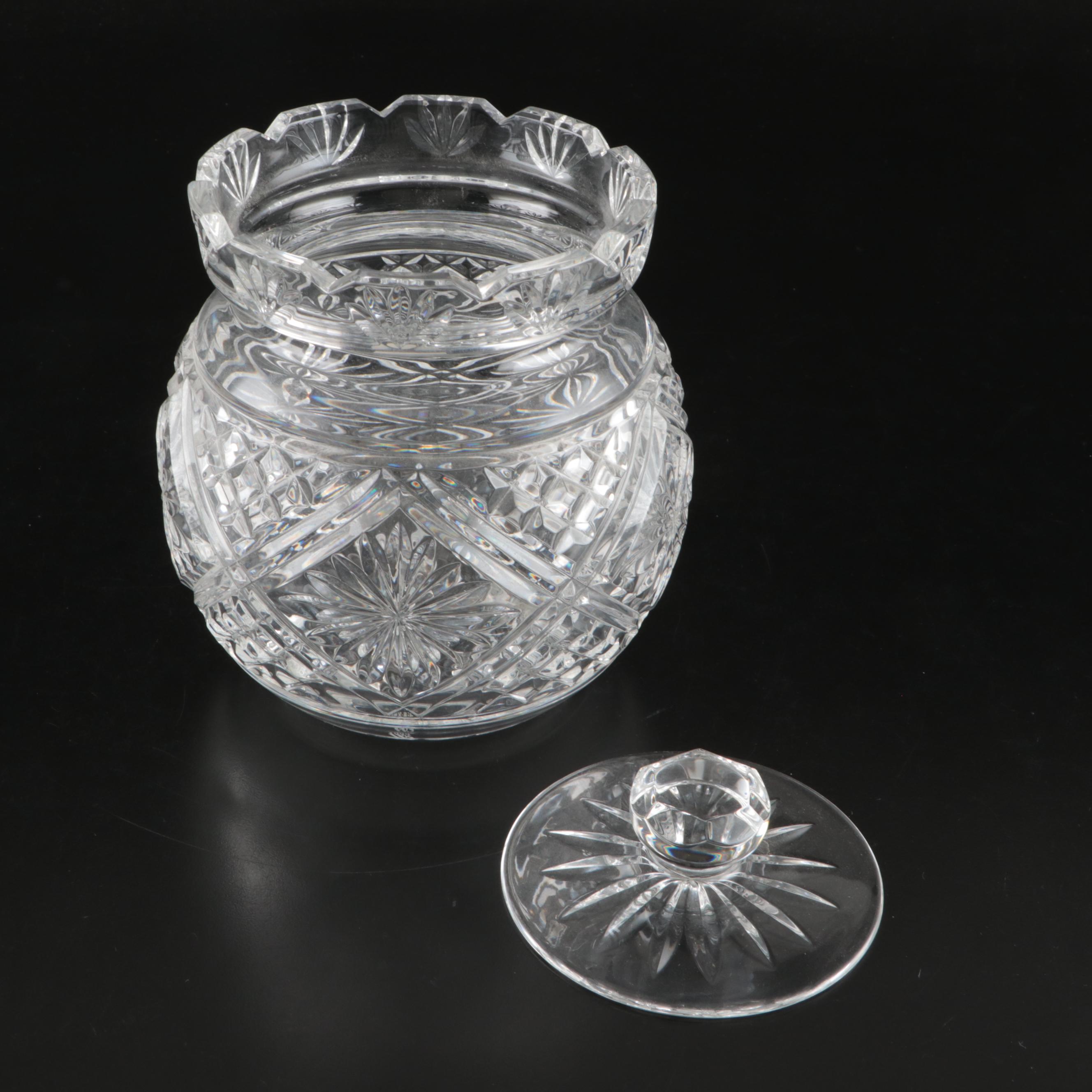 Waterford Crystal Master Cut Vase and Waterford Society Biscuit Barrel