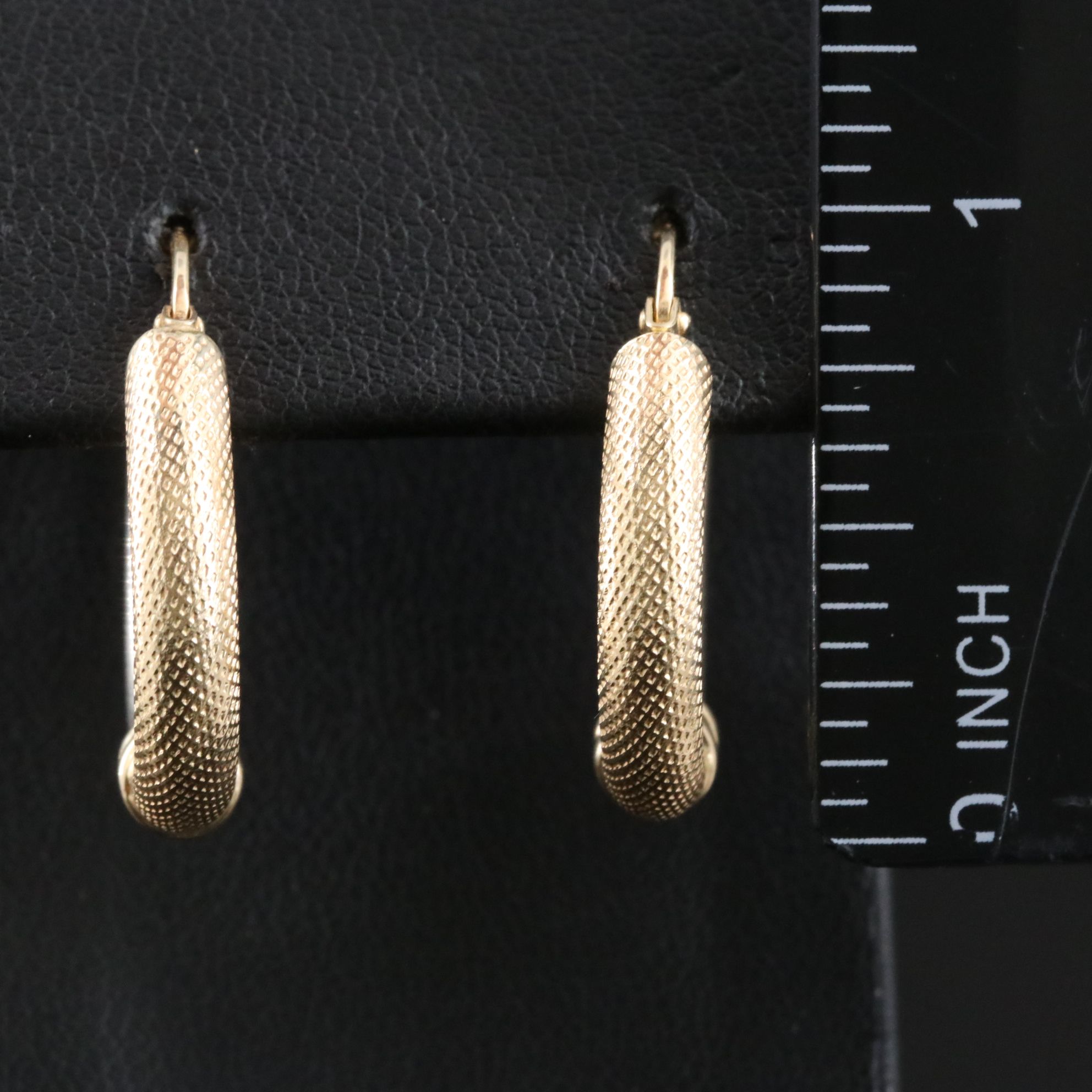 14K Hoop Earrings with Knurled Finish