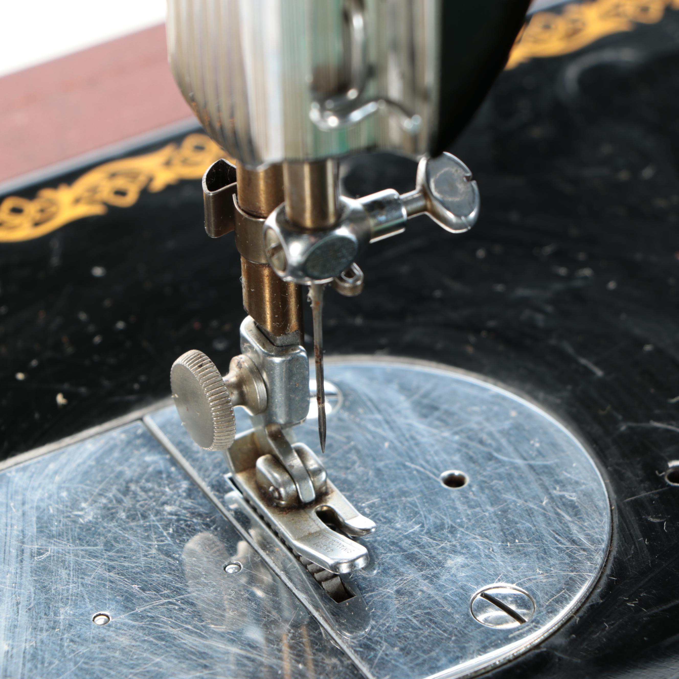 Singer Electric Sewing Machine with More Sewing Supplies, Early 20th Century