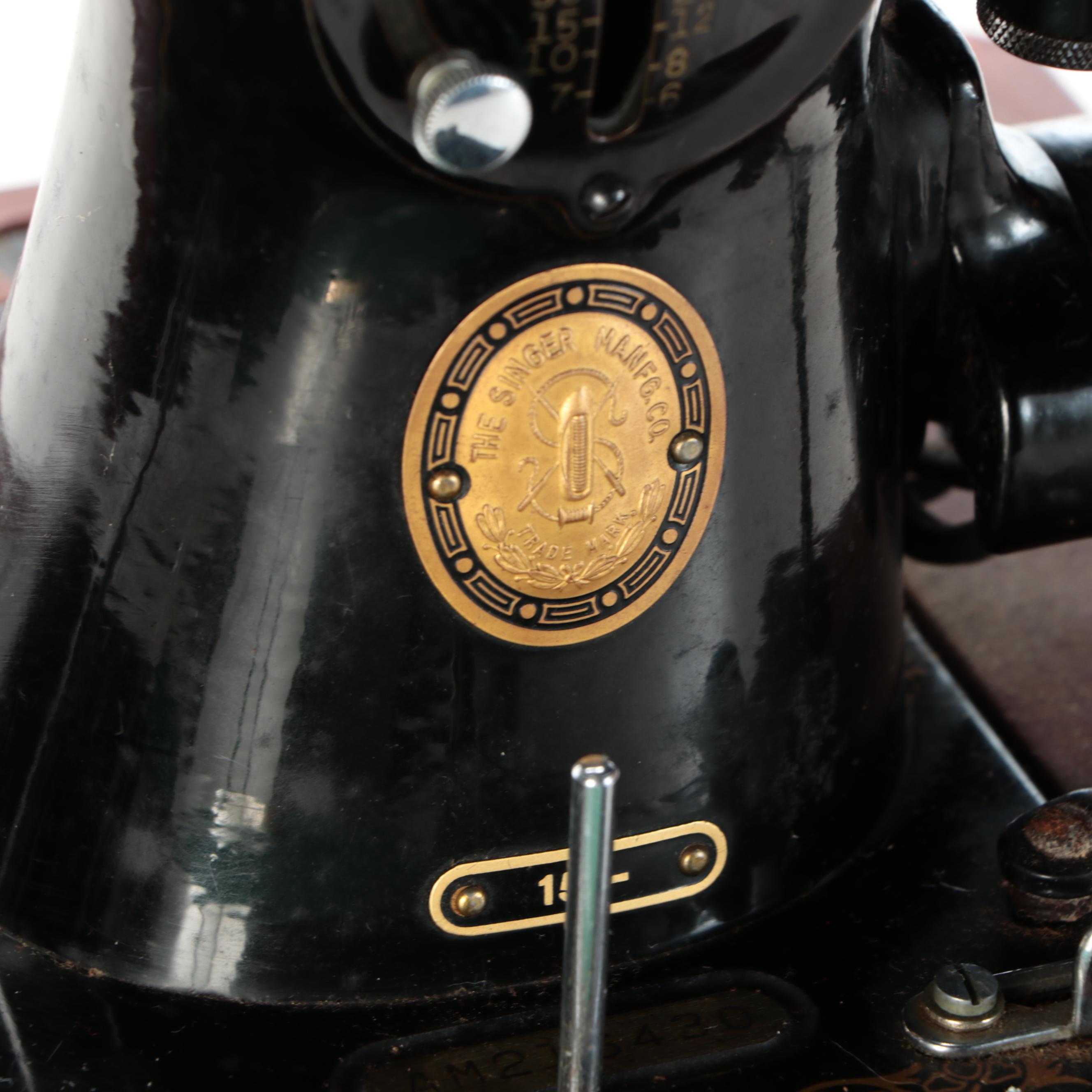 Singer Electric Sewing Machine with More Sewing Supplies, Early 20th Century