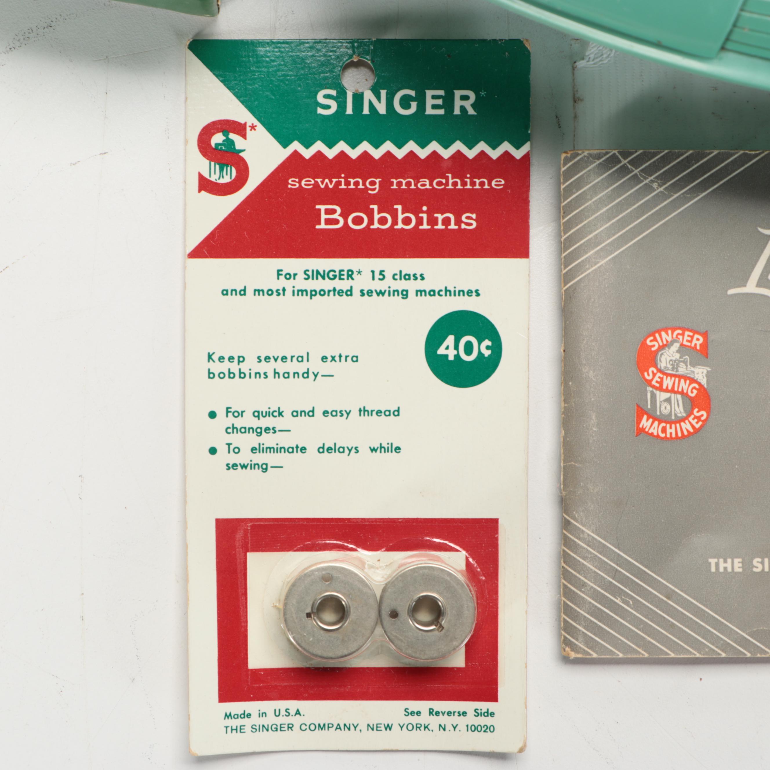 Singer Electric Sewing Machine with More Sewing Supplies, Early 20th Century