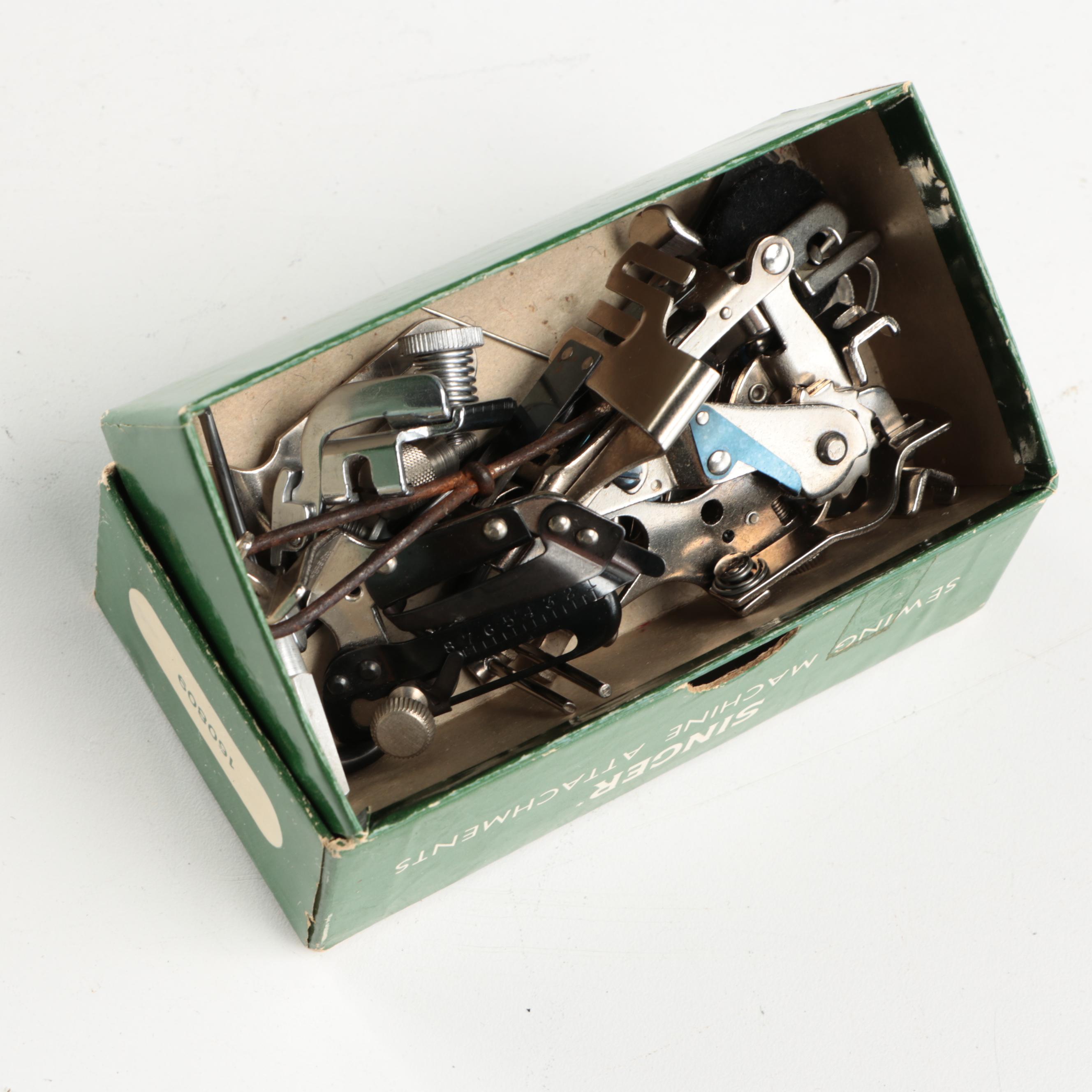 Singer Electric Sewing Machine with More Sewing Supplies, Early 20th Century