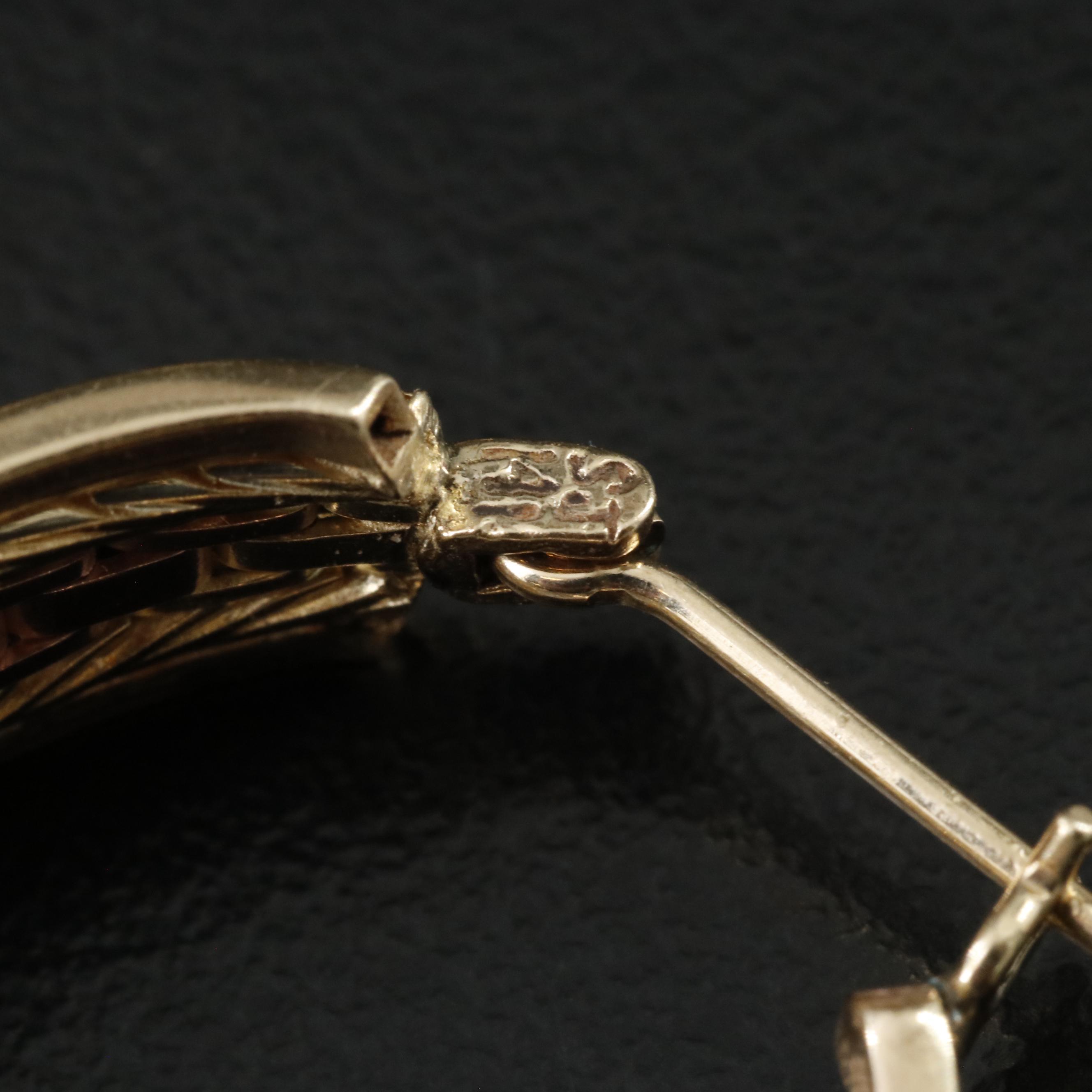 14K Tri-Color Tapered Oval Hoops