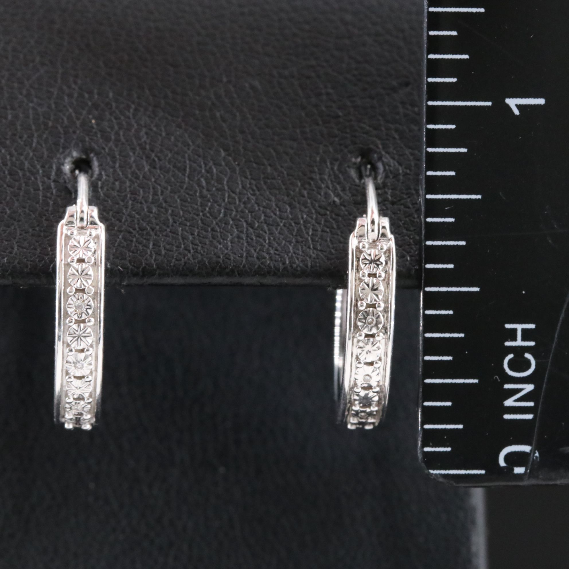 Sterling Diamond Hoop Earrings