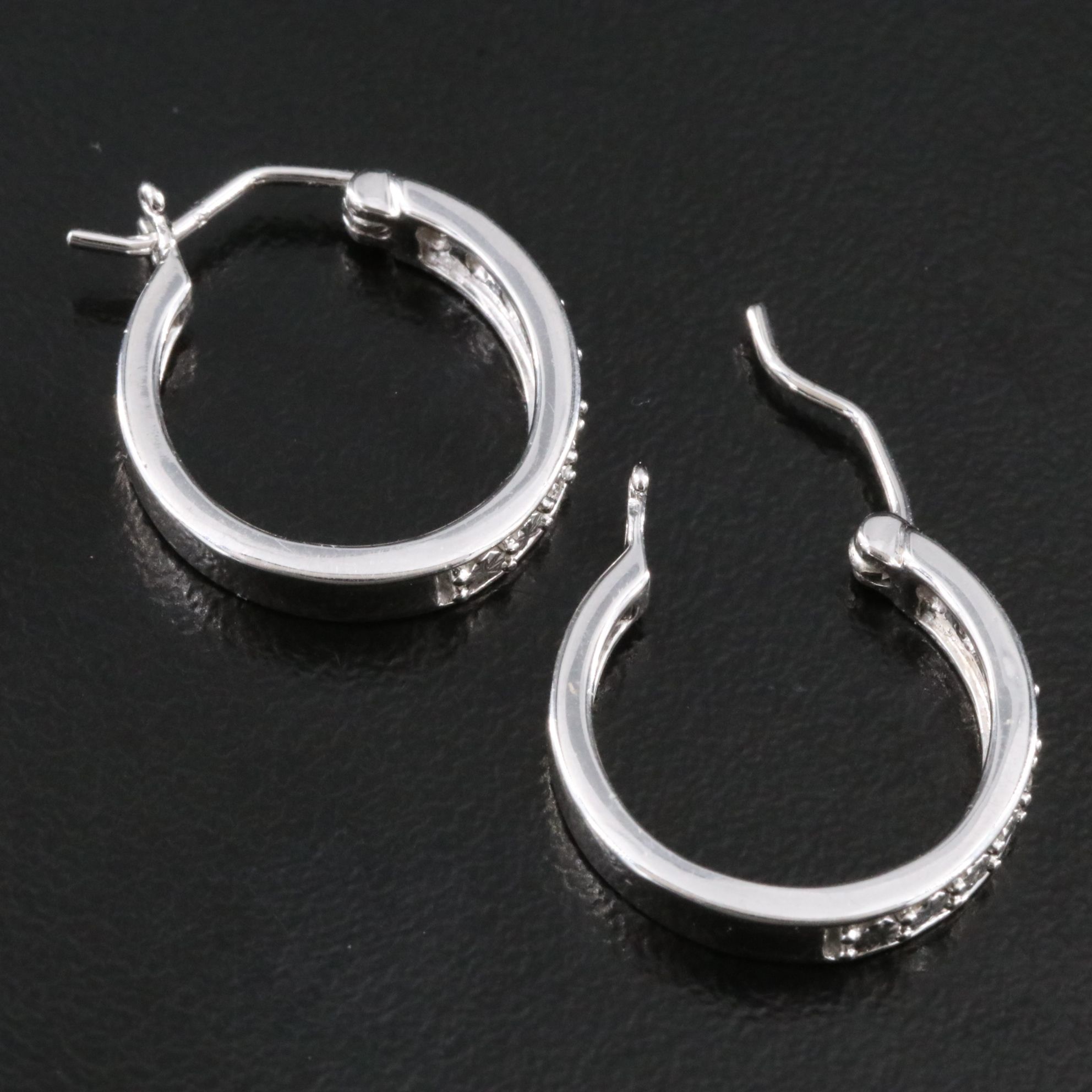 Sterling Diamond Hoop Earrings