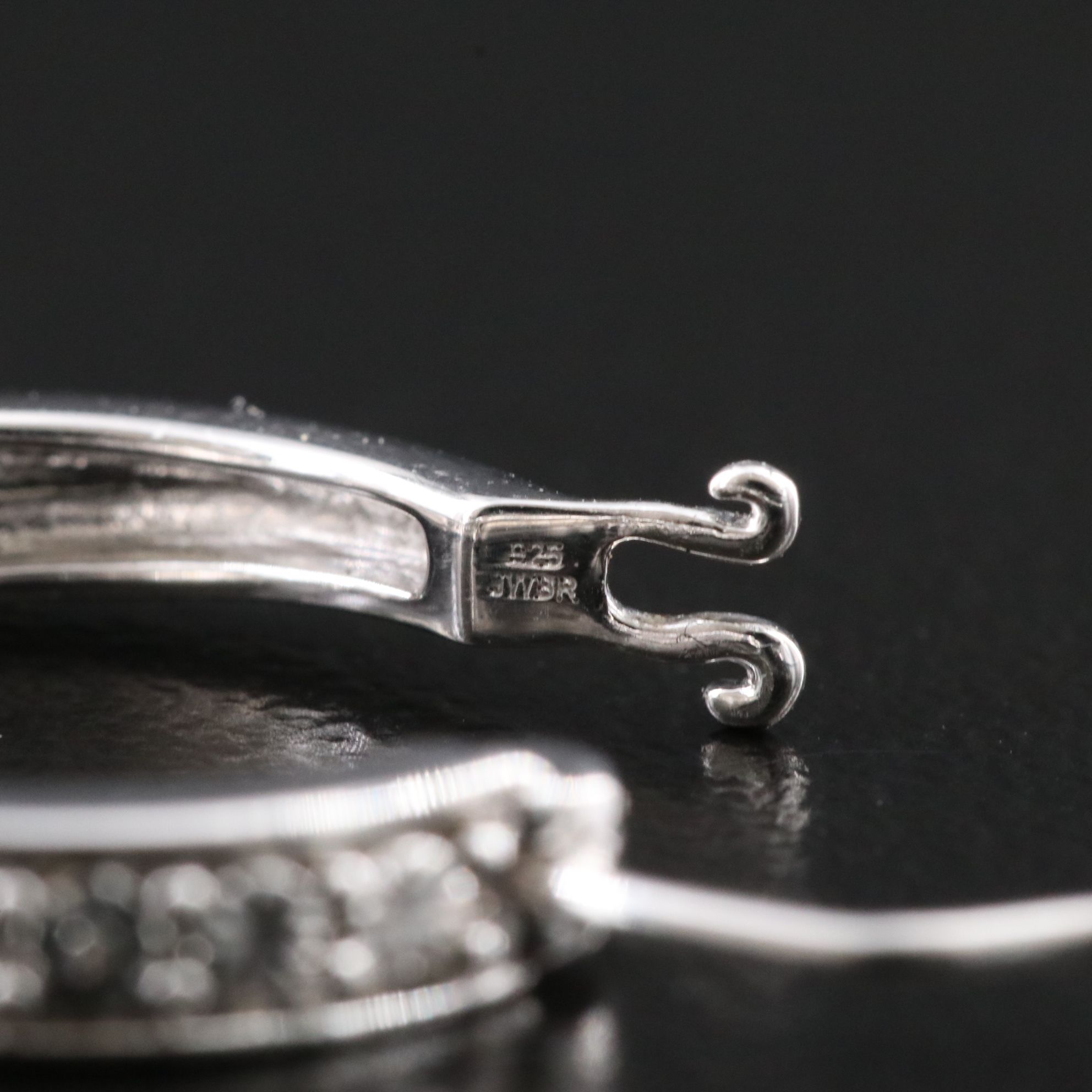 Sterling Diamond Hoop Earrings