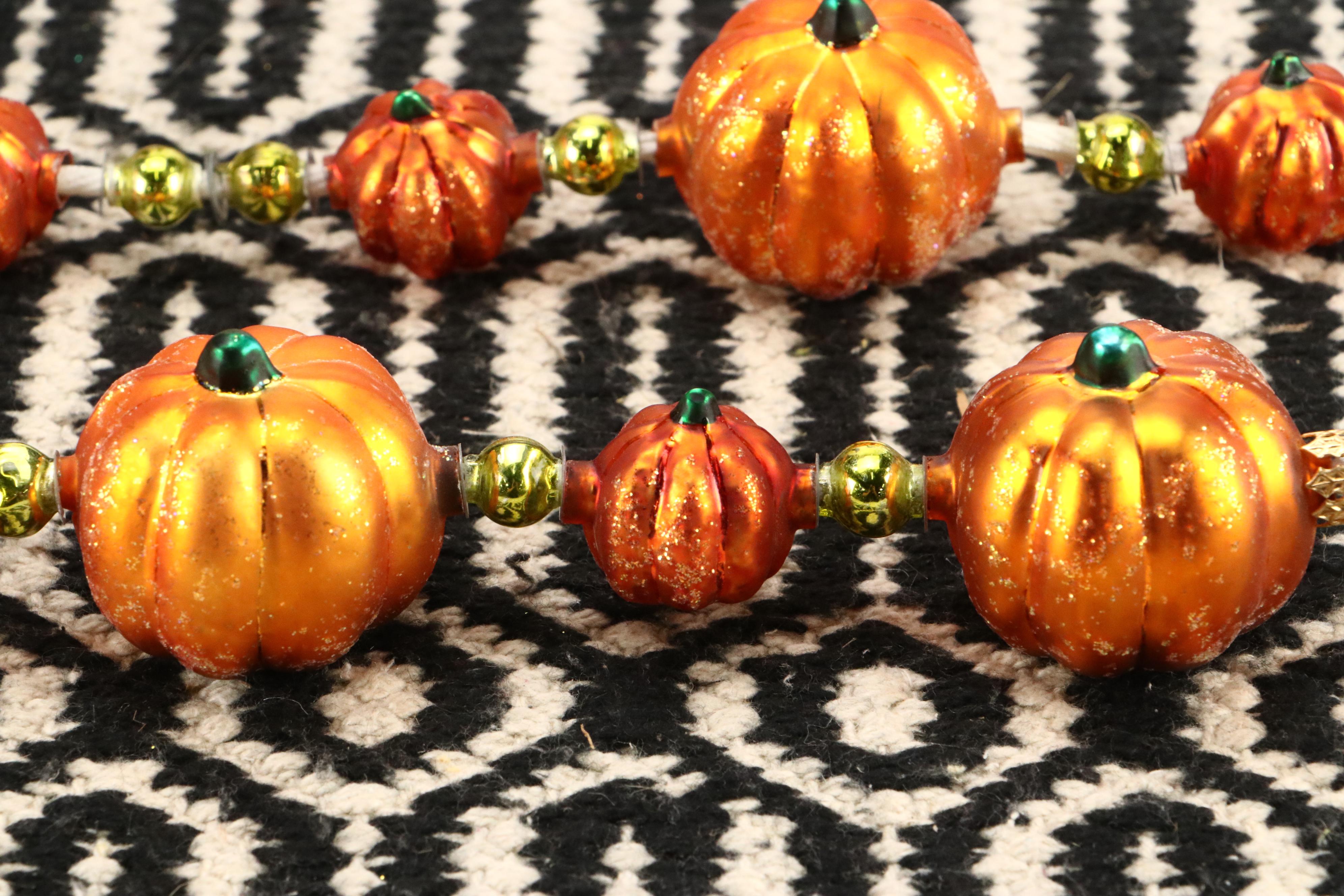 MacKenzie-Childs Illuminating Pumpkin and Accent Rug with Radko Fall Garland