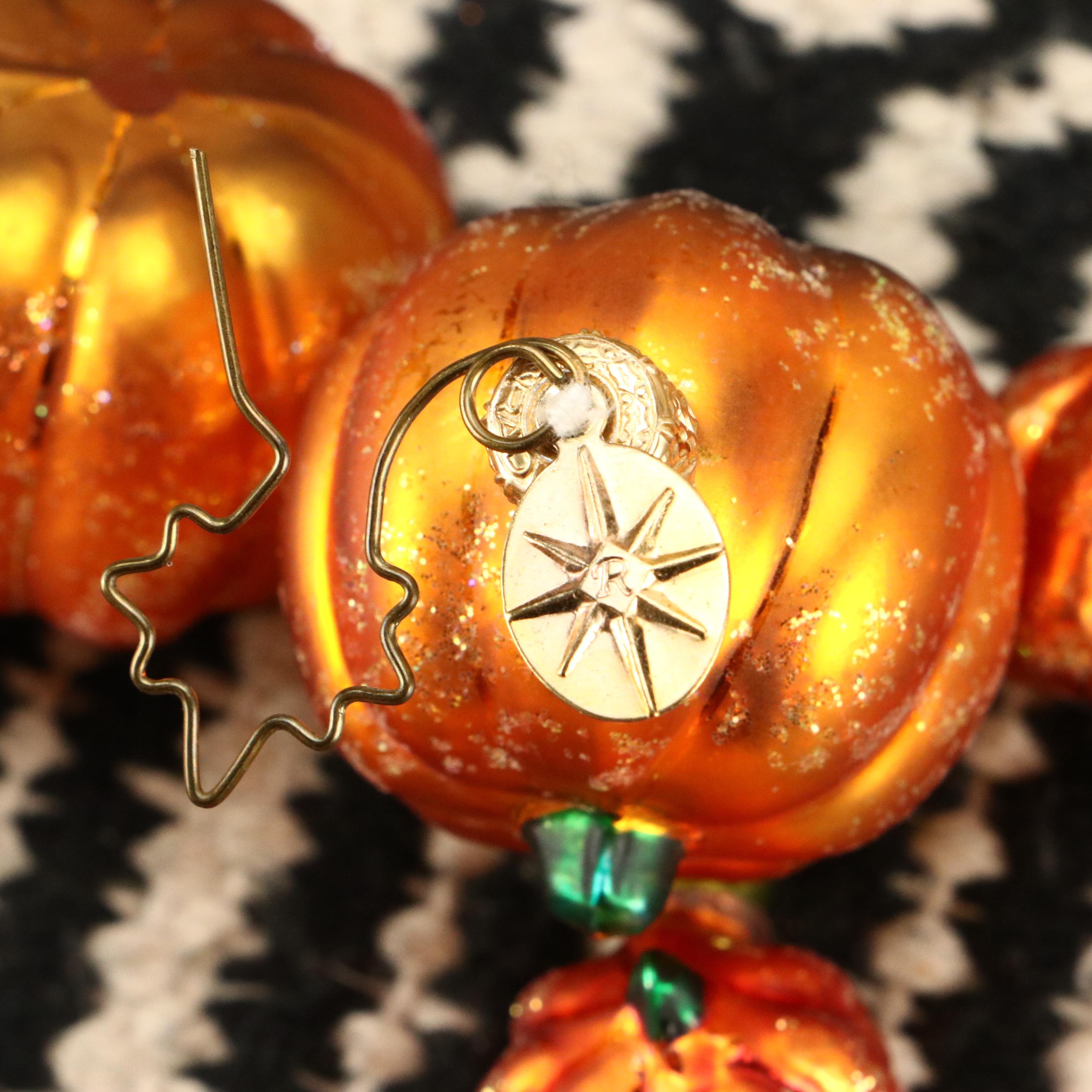 MacKenzie-Childs Illuminating Pumpkin and Accent Rug with Radko Fall Garland