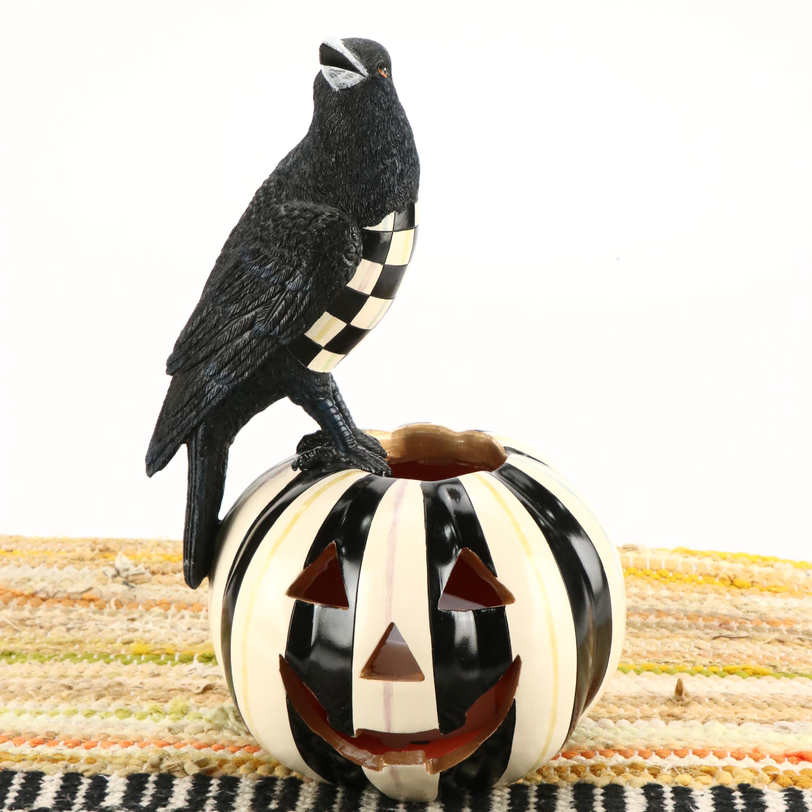 MacKenzie-Childs Illuminating Pumpkin and Accent Rug with Radko Fall Garland
