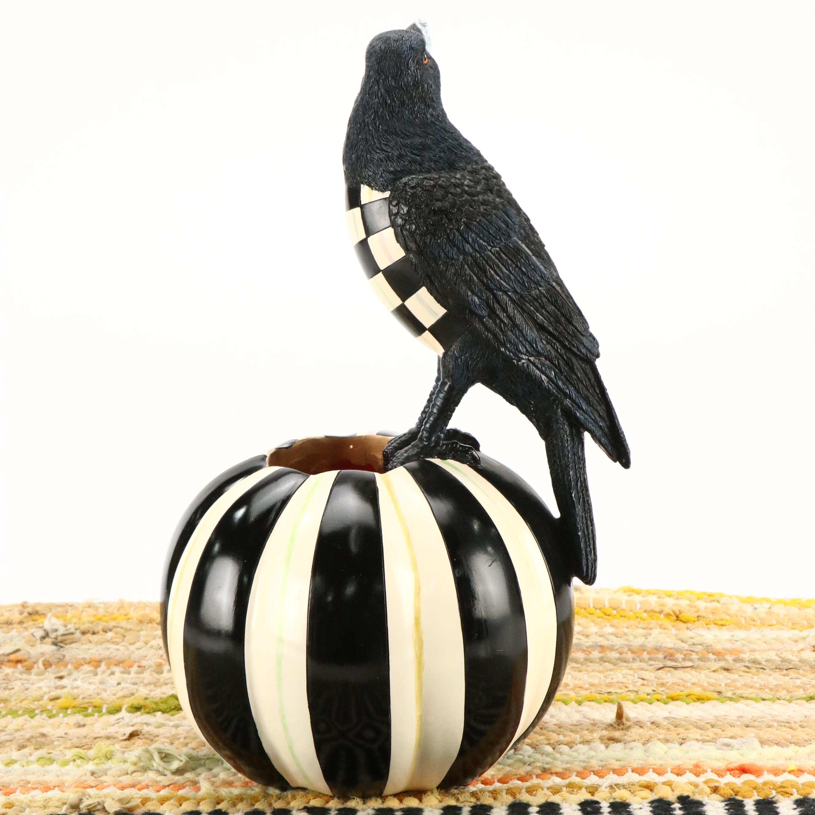 MacKenzie-Childs Illuminating Pumpkin and Accent Rug with Radko Fall Garland