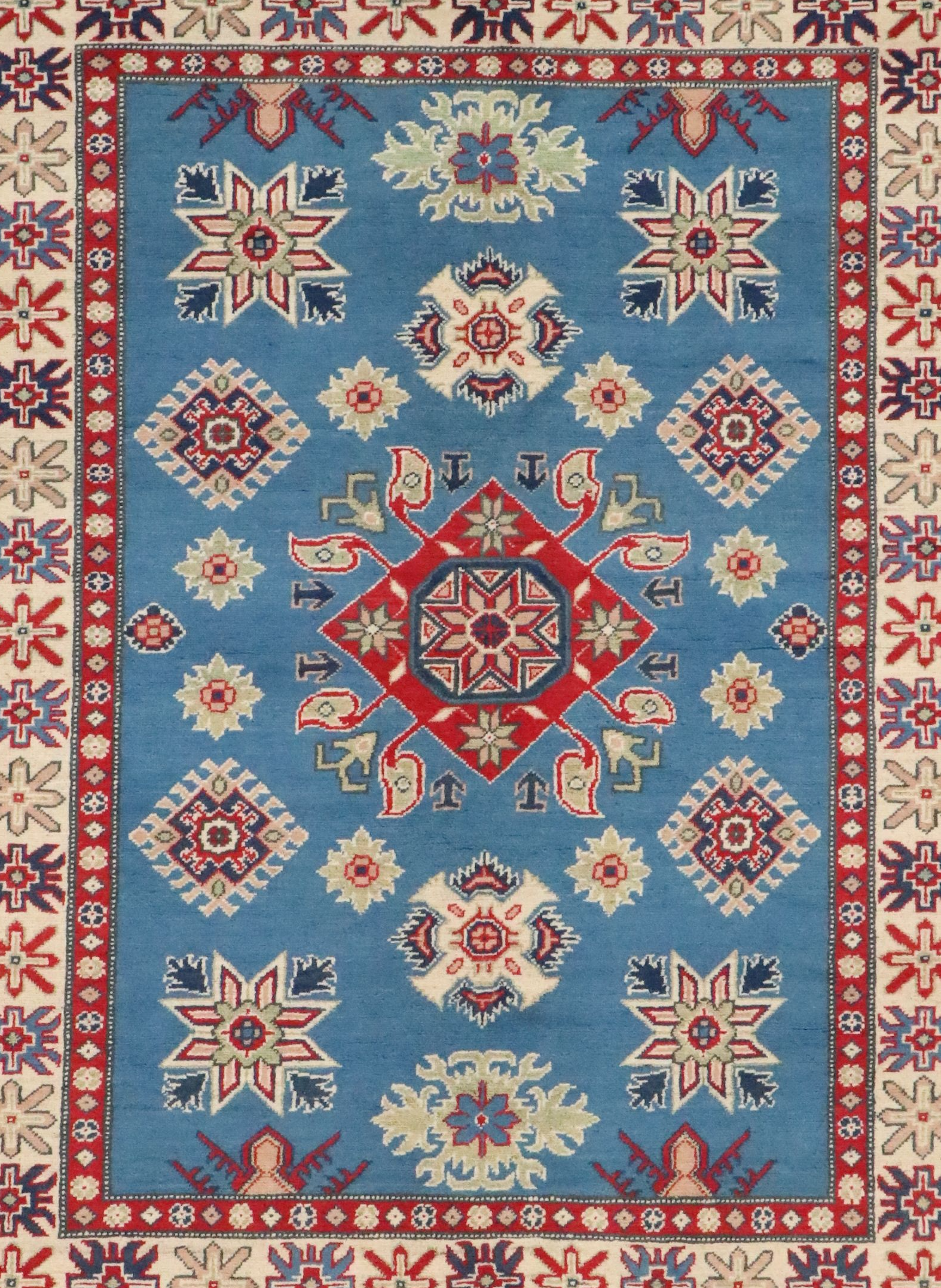 5' x 6'5 Hand-Knotted Pakistani Kazak Area Rug