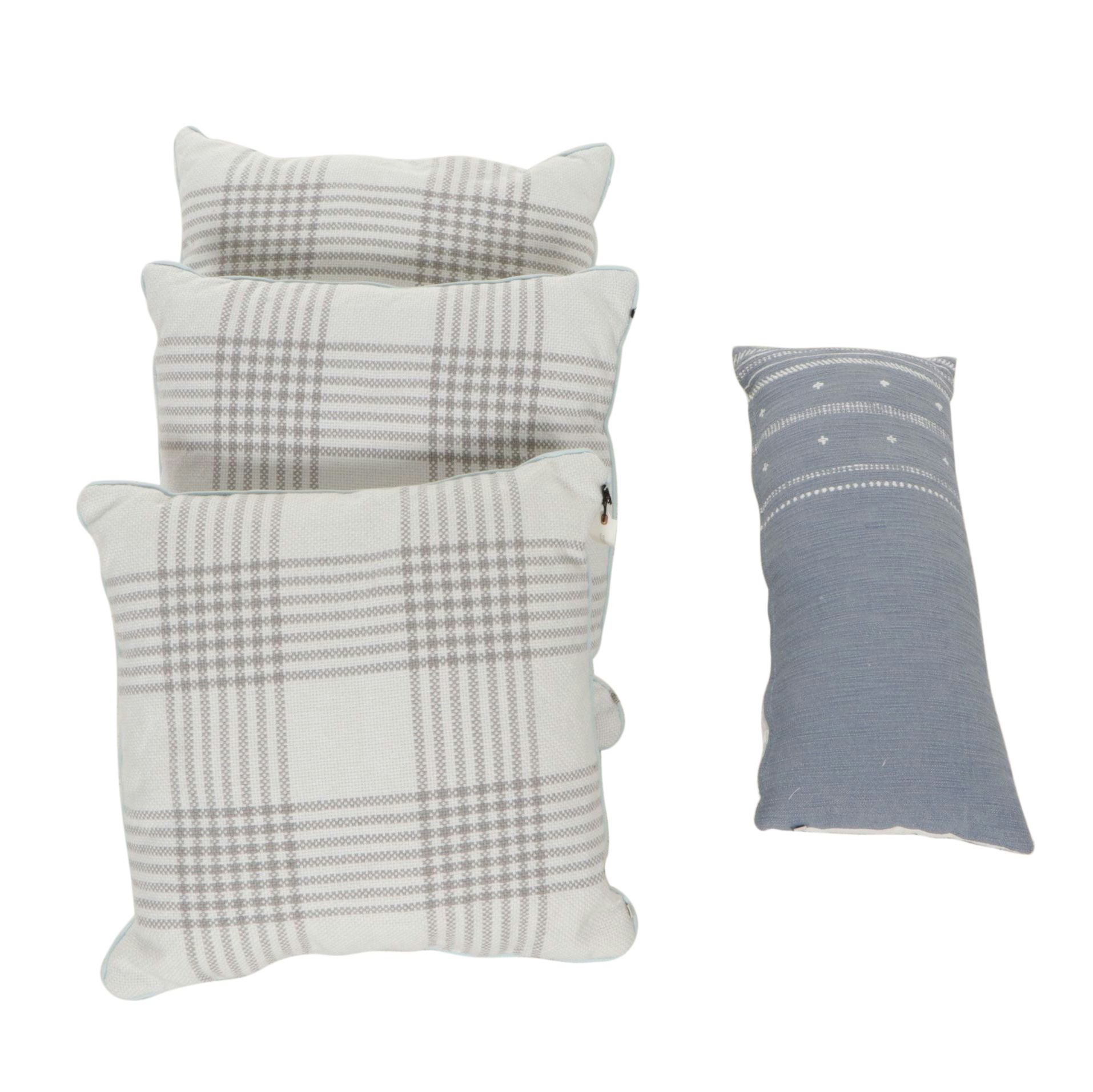 Plaid and Dotted Stripe Indoor/Outdoor Accent Throw Pillows