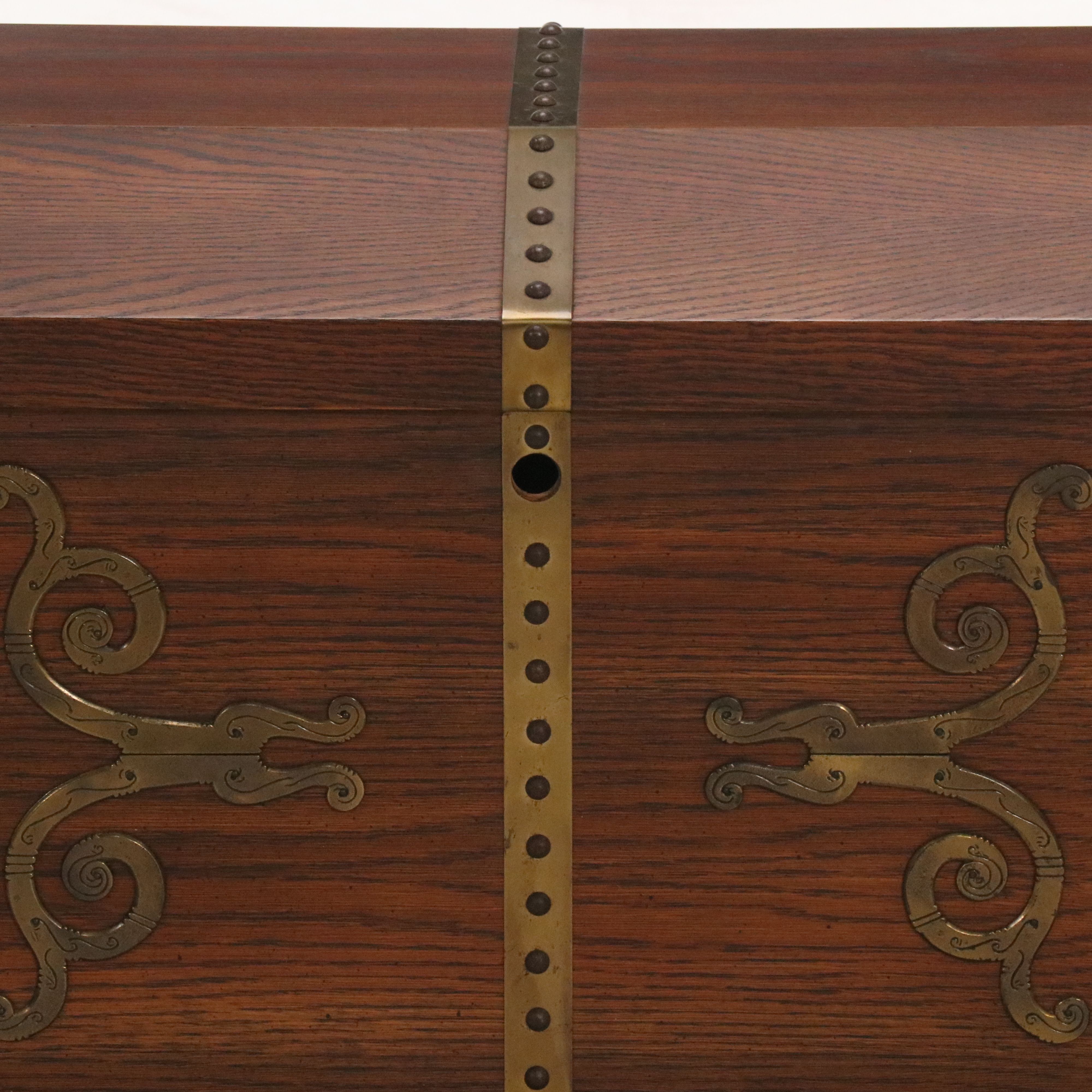 Lane Spanish Style Oak and Brass Mount Blanket Chest, Mid to Late 20th Century