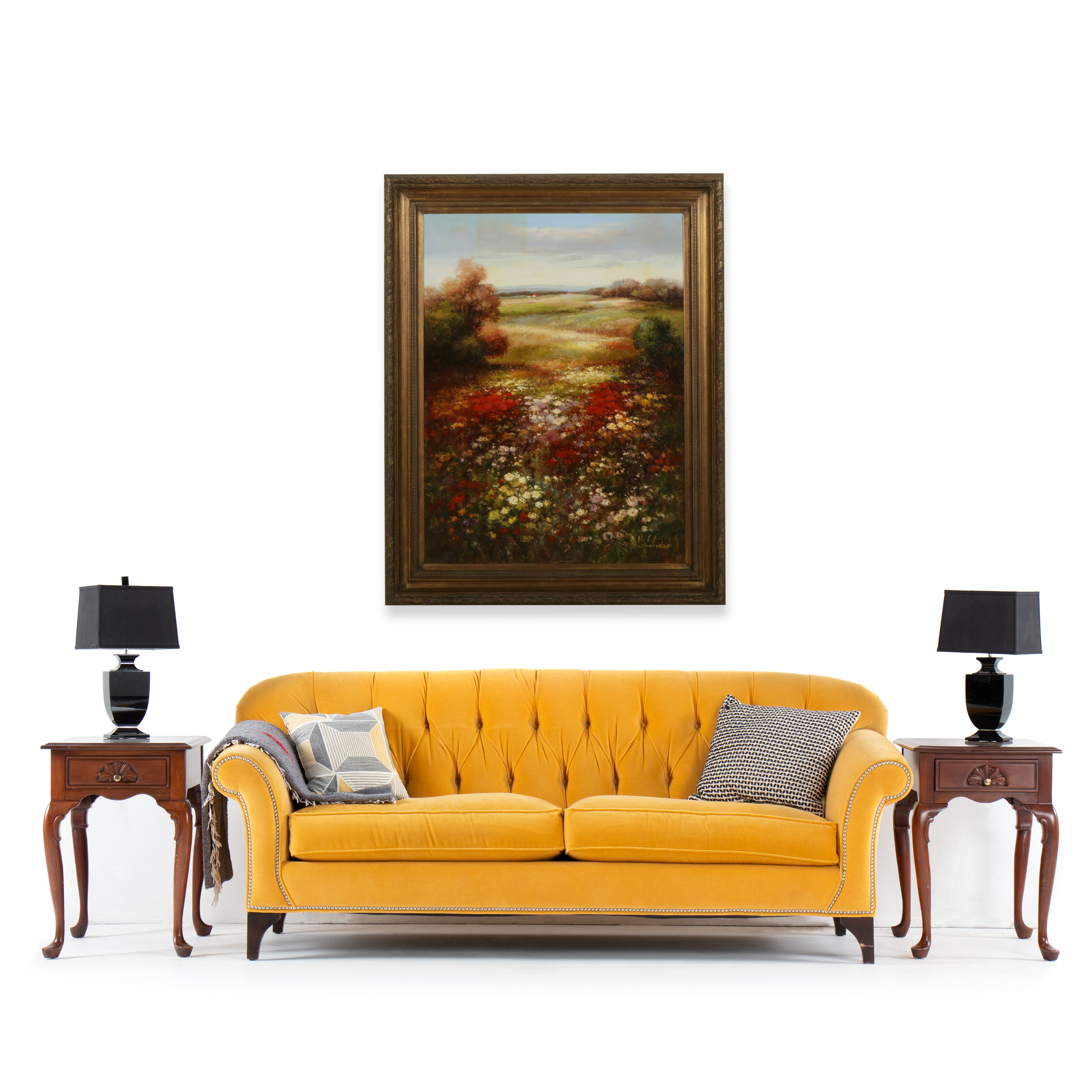 Schroter Large Scale Impressionist Wildflower Meadow Landscape Oil Painting