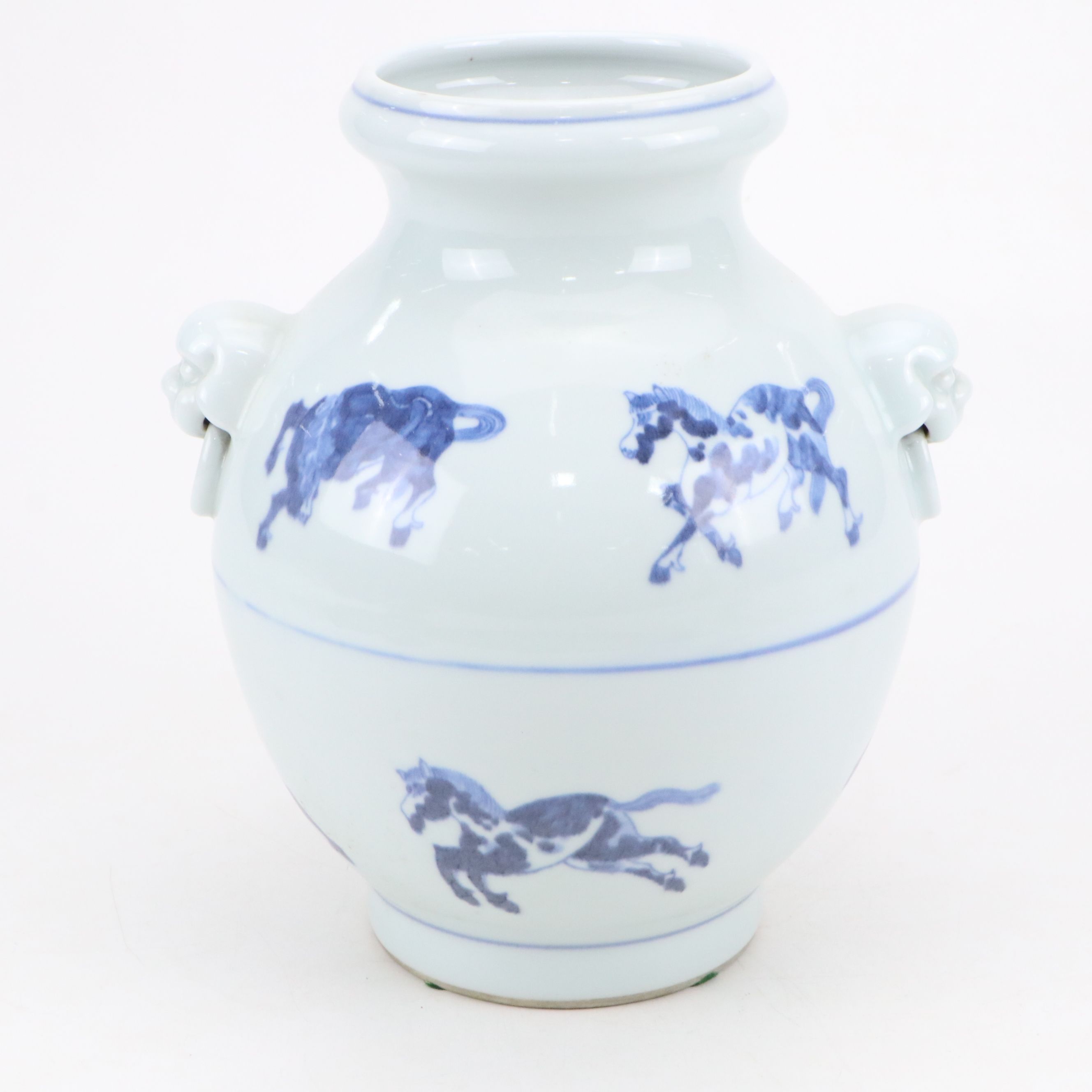 Royal Copenhagen Porcelain Candelabra with Blue on White Porcelain Vase