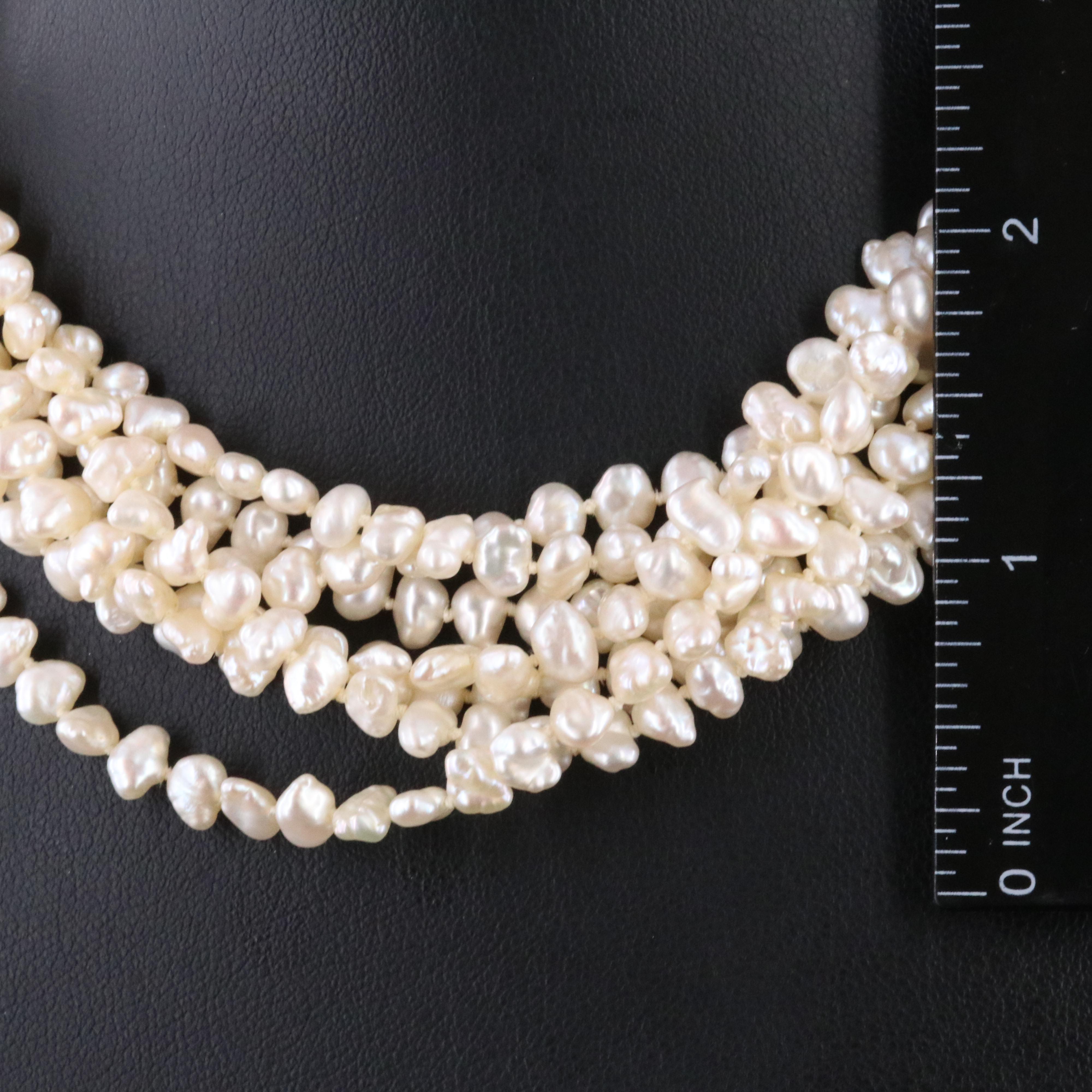 Vintage Multi-Strand Pearl Necklace with 14K Clasp