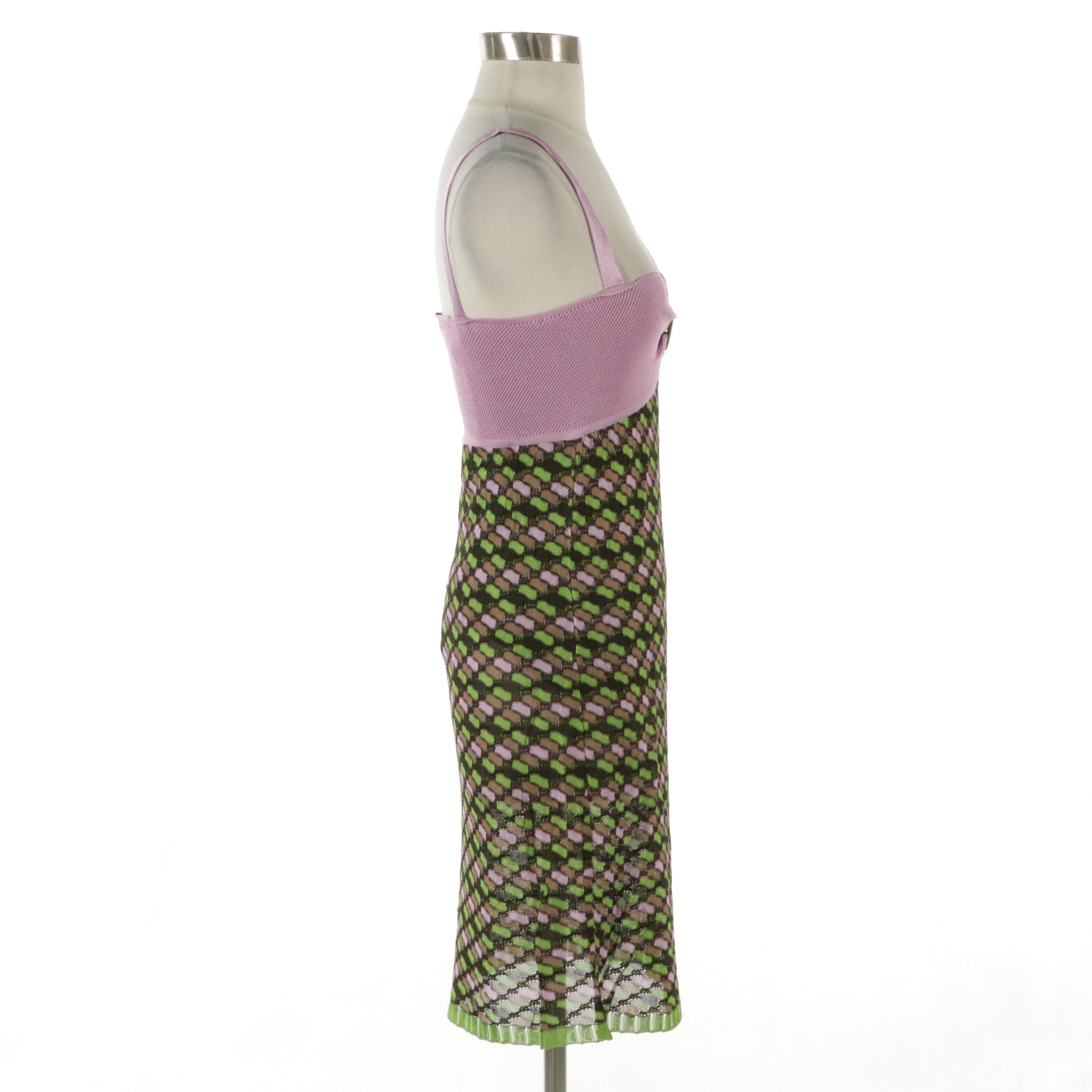 M Missoni Lilac Geometric Knit Viscose Dress
