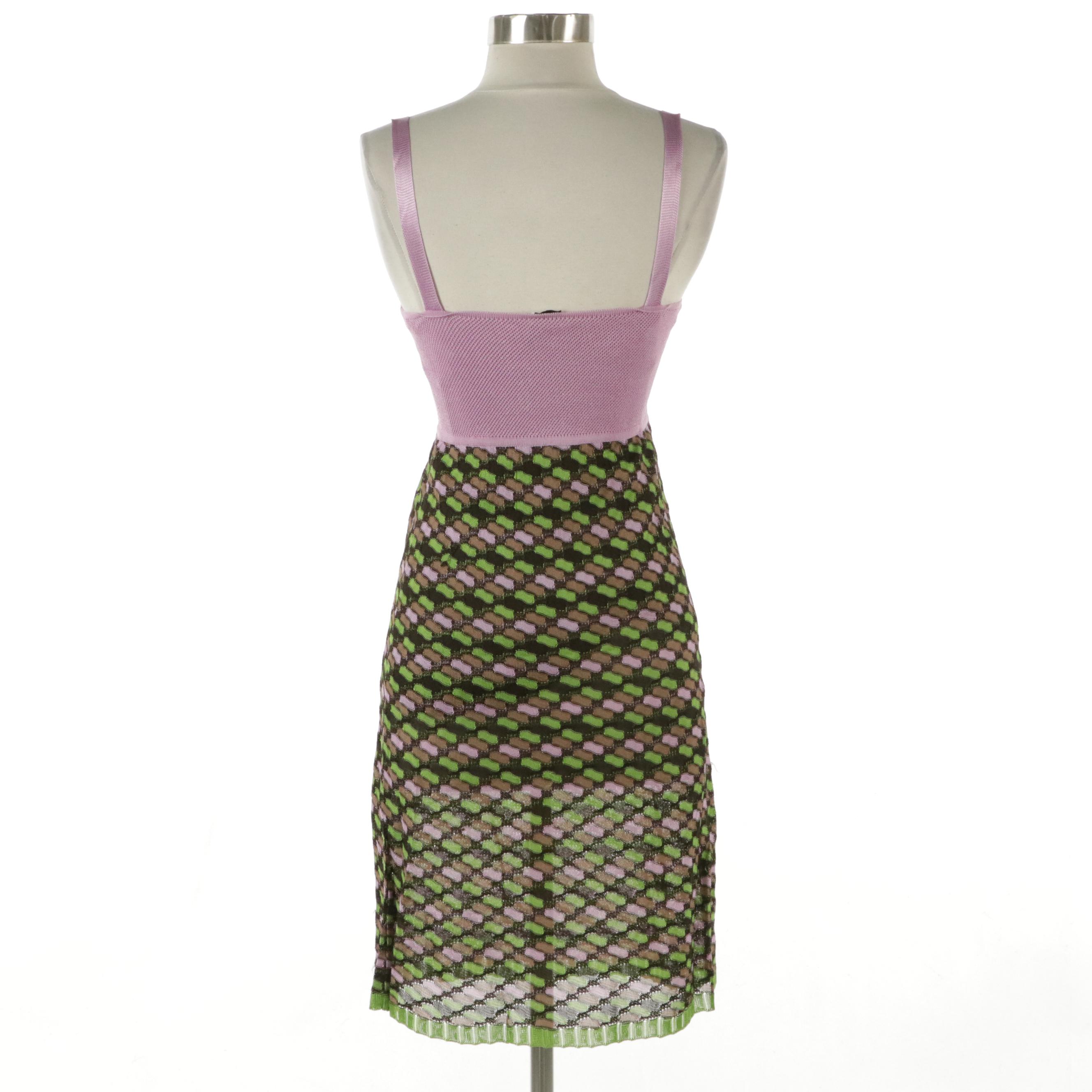 M Missoni Lilac Geometric Knit Viscose Dress