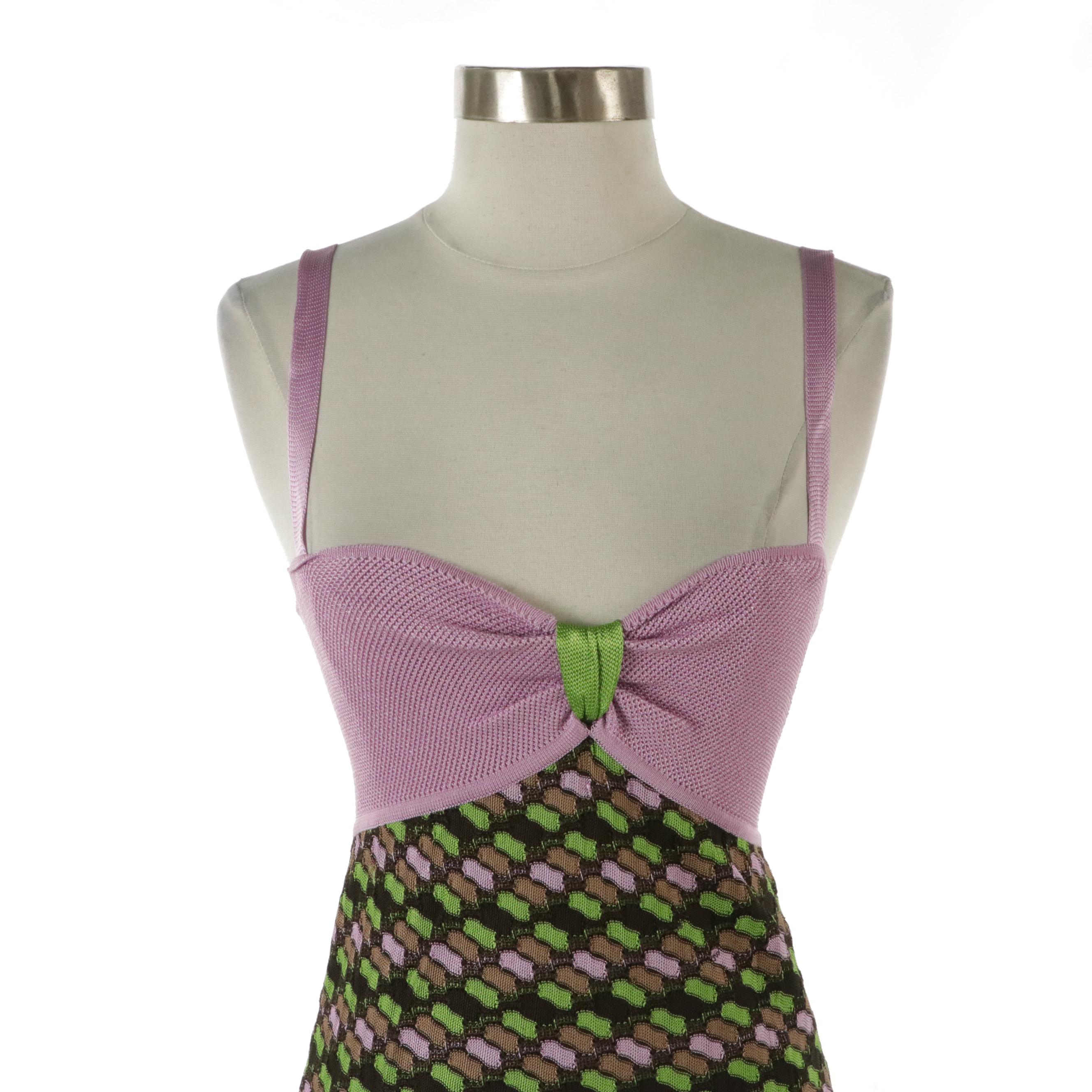 M Missoni Lilac Geometric Knit Viscose Dress