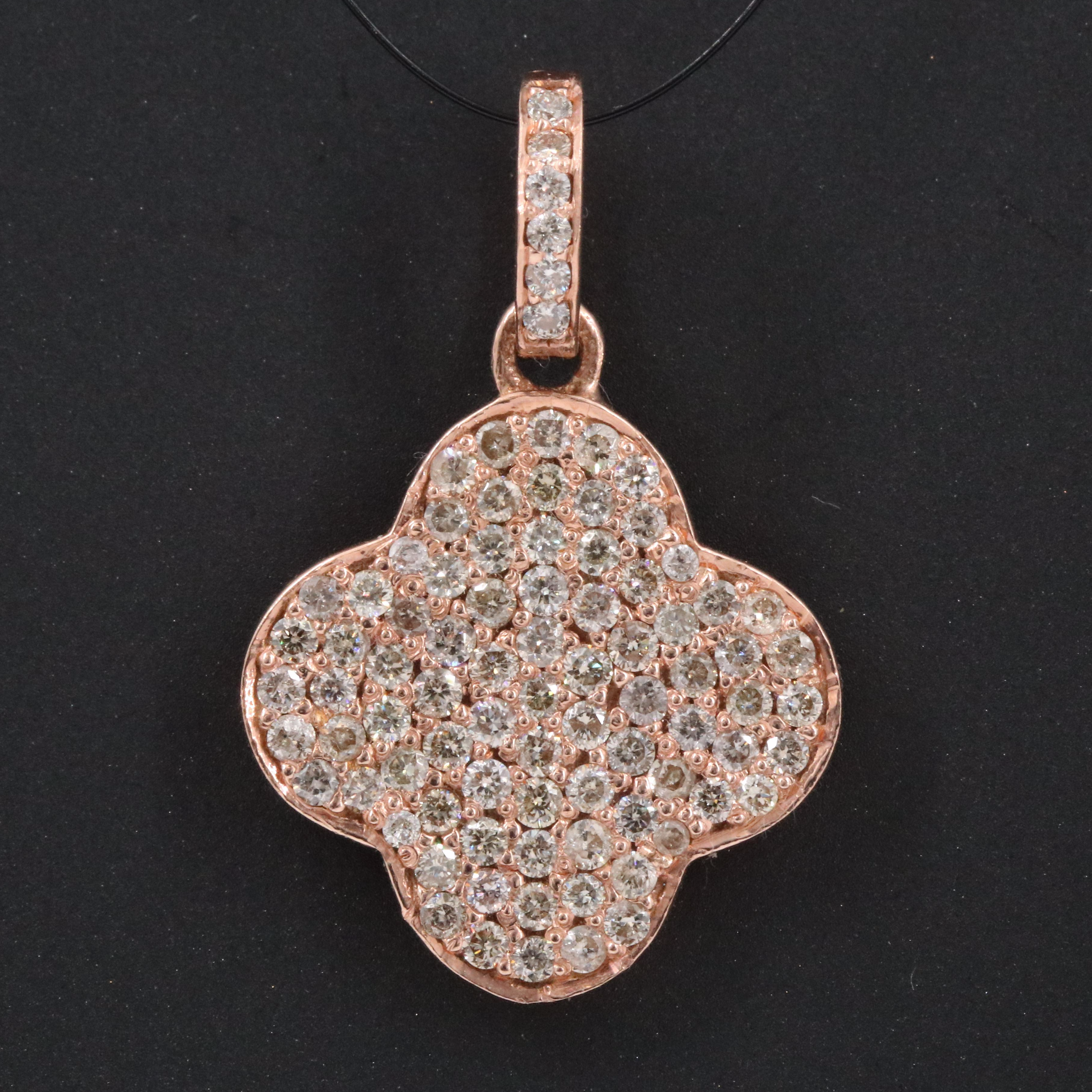 14K Rose Gold 0.82 CTW Diamond Quatrafoil Pendant