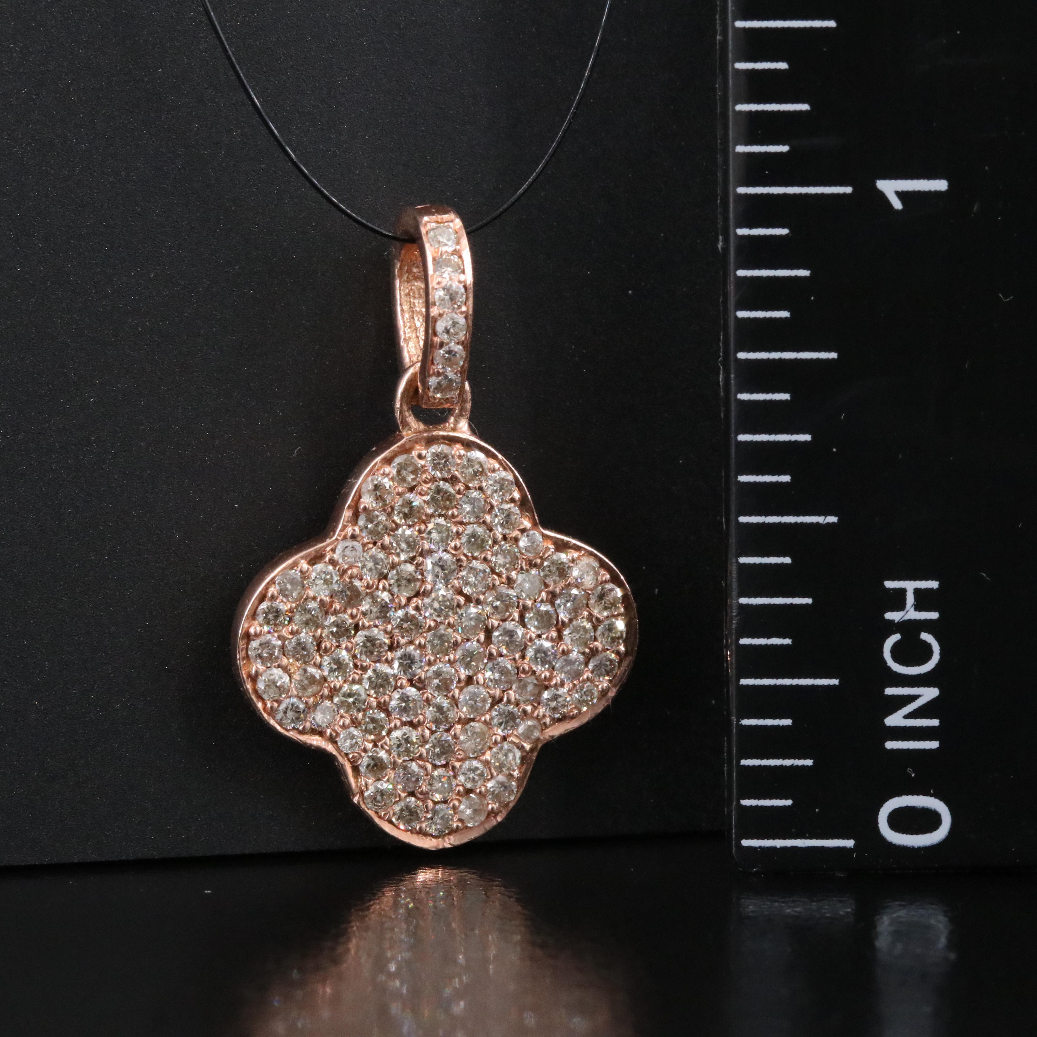 14K Rose Gold 0.82 CTW Diamond Quatrafoil Pendant