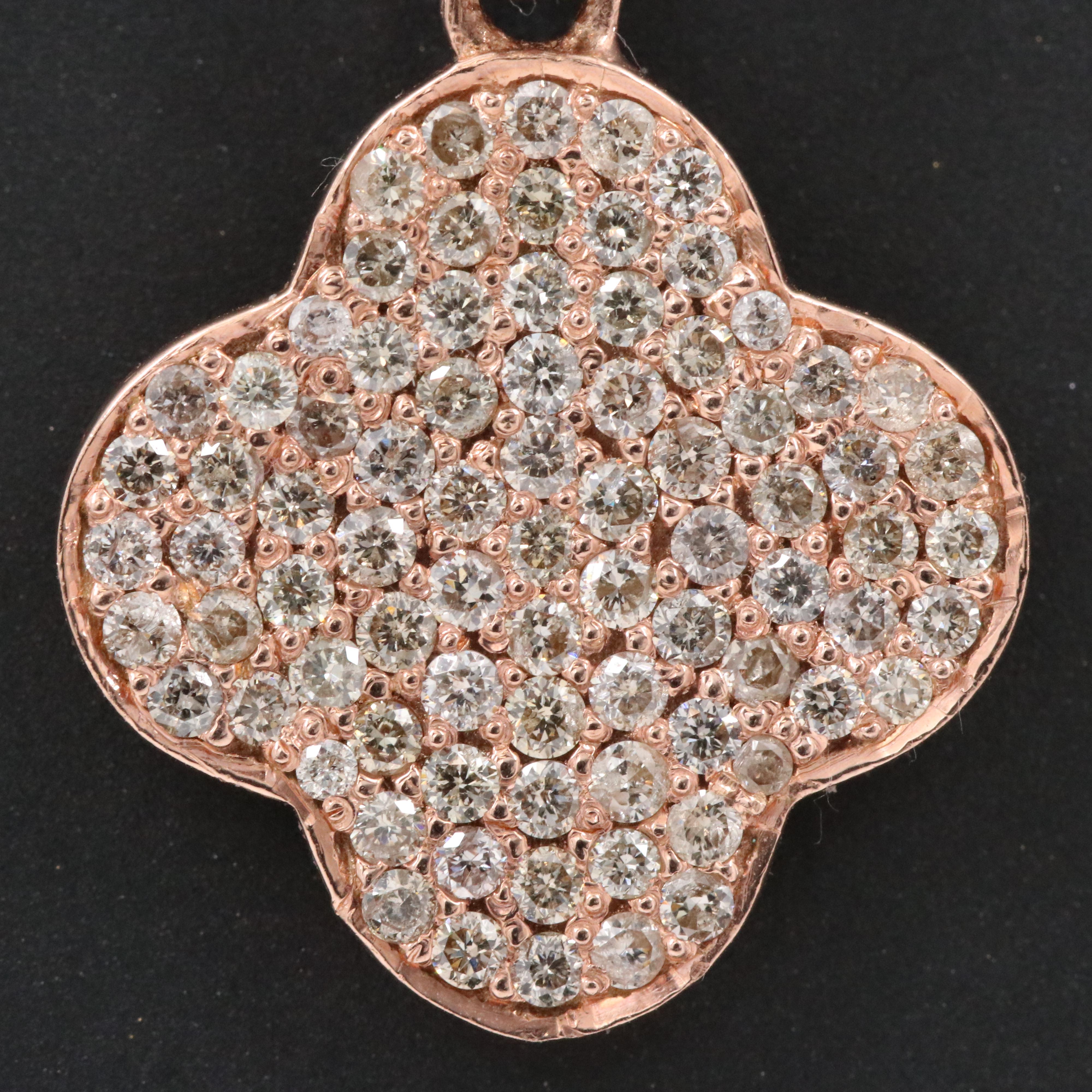 14K Rose Gold 0.82 CTW Diamond Quatrafoil Pendant