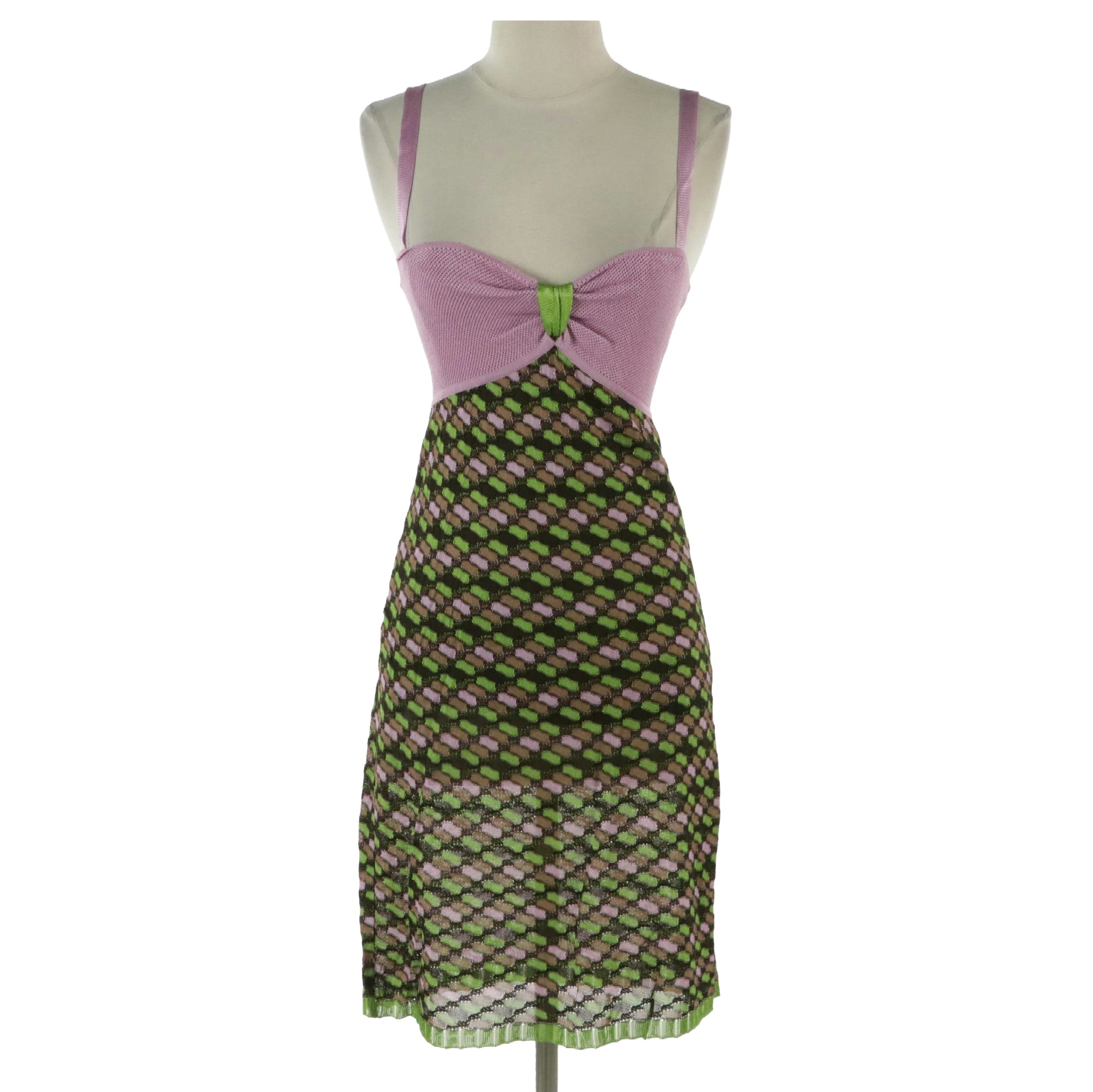 M Missoni Lilac Geometric Knit Viscose Dress