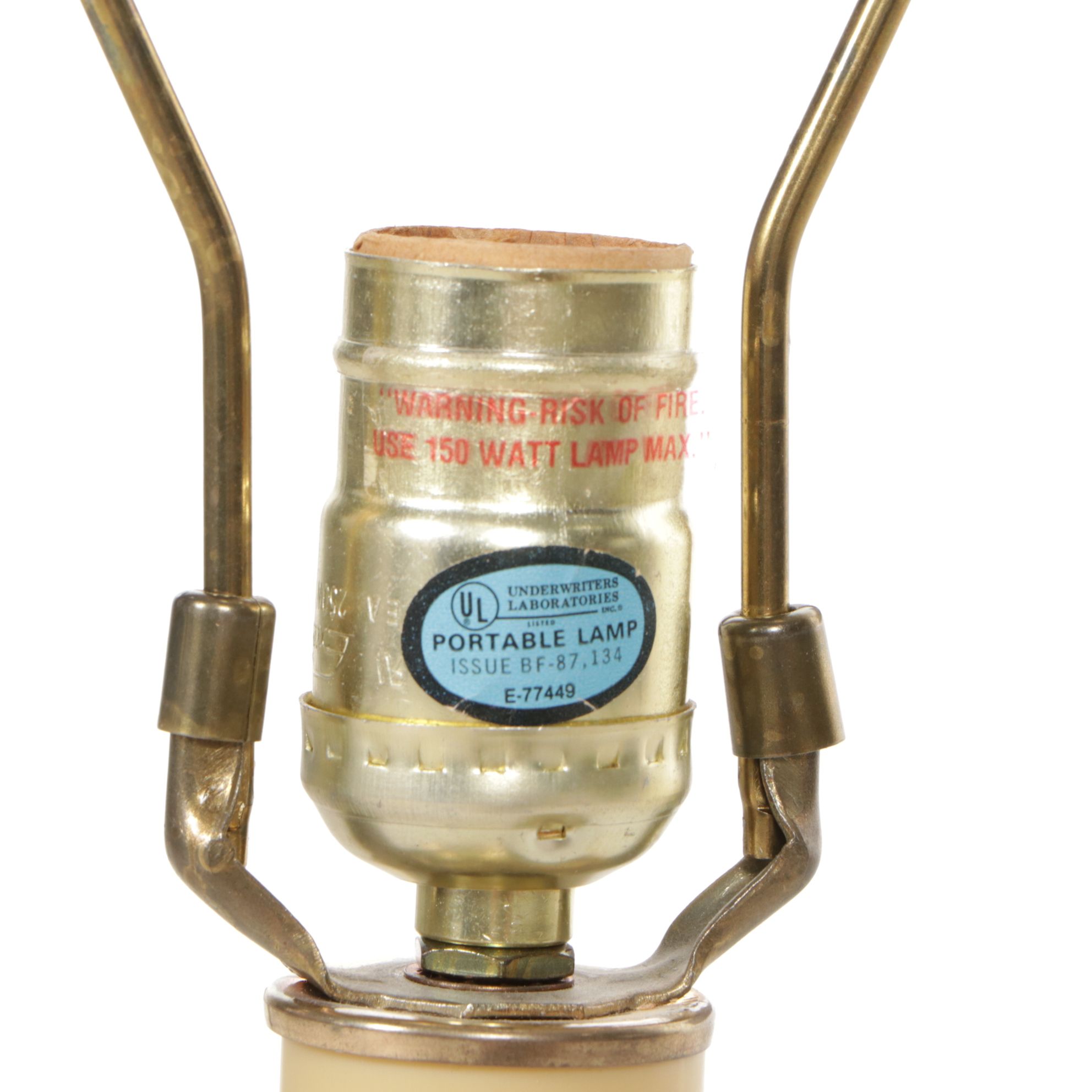 Brass Candlestick Table Lamp with Hand-Painted Floral Finial