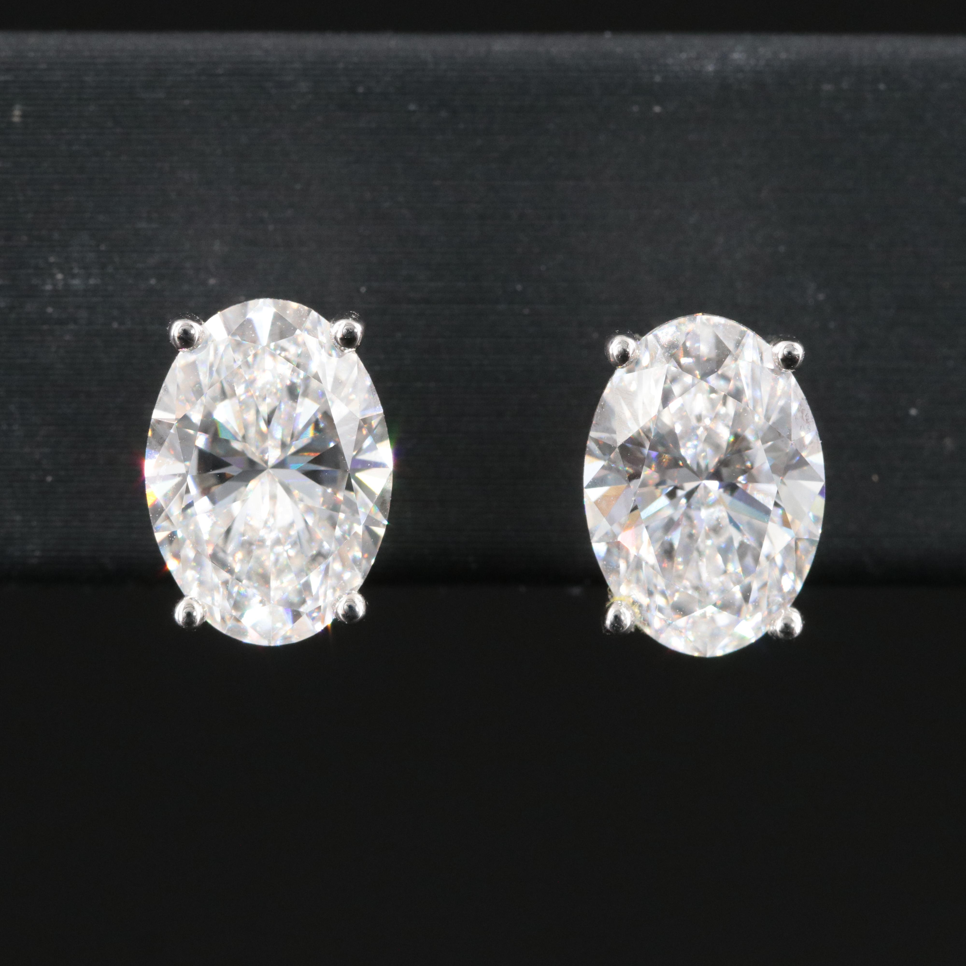 Platinum 4.14 CTW Lab Grown Diamond Stud Earrings with IGI Reports