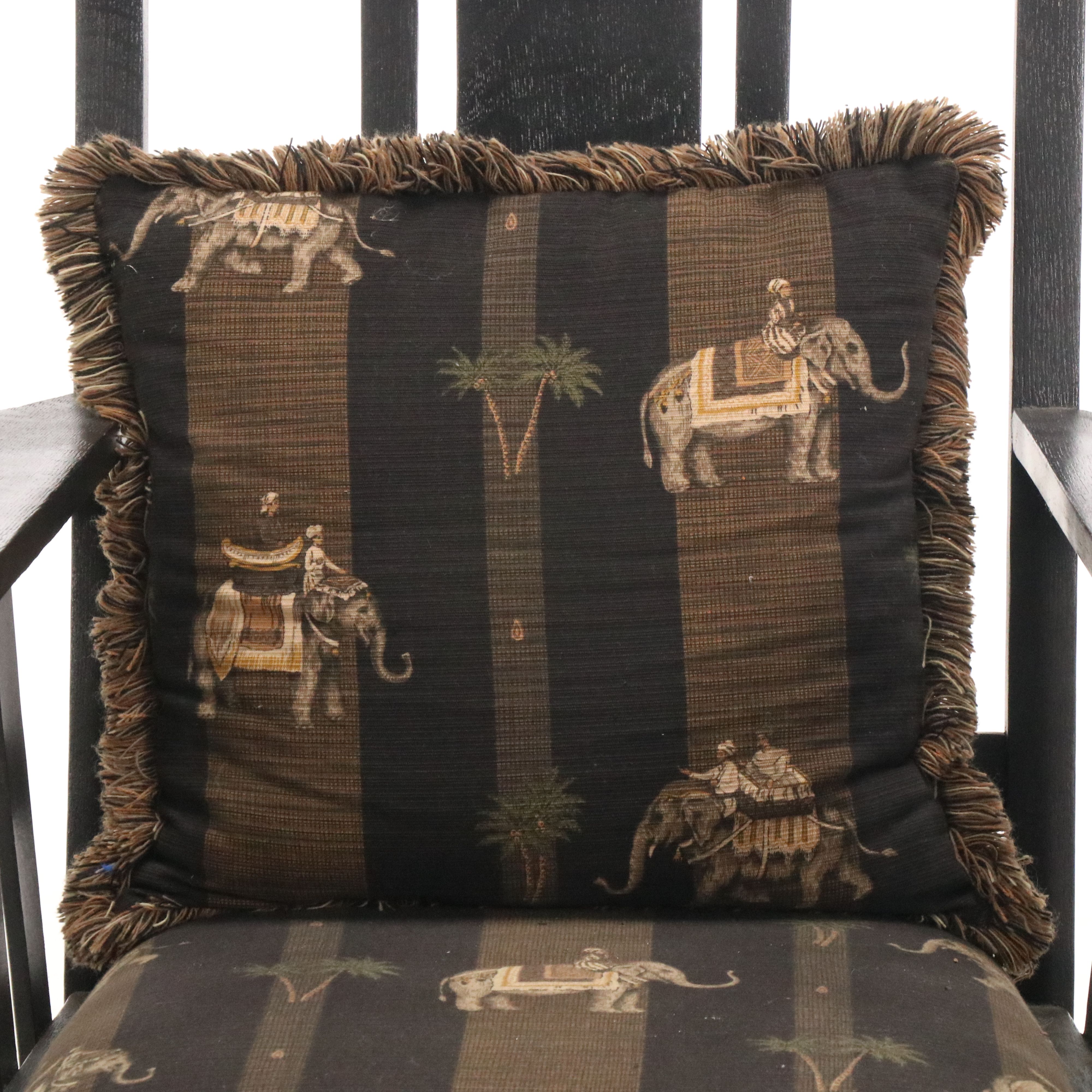 Pair of Mission Style Ebonized Wood Rocking Chairs, Late 20th Century