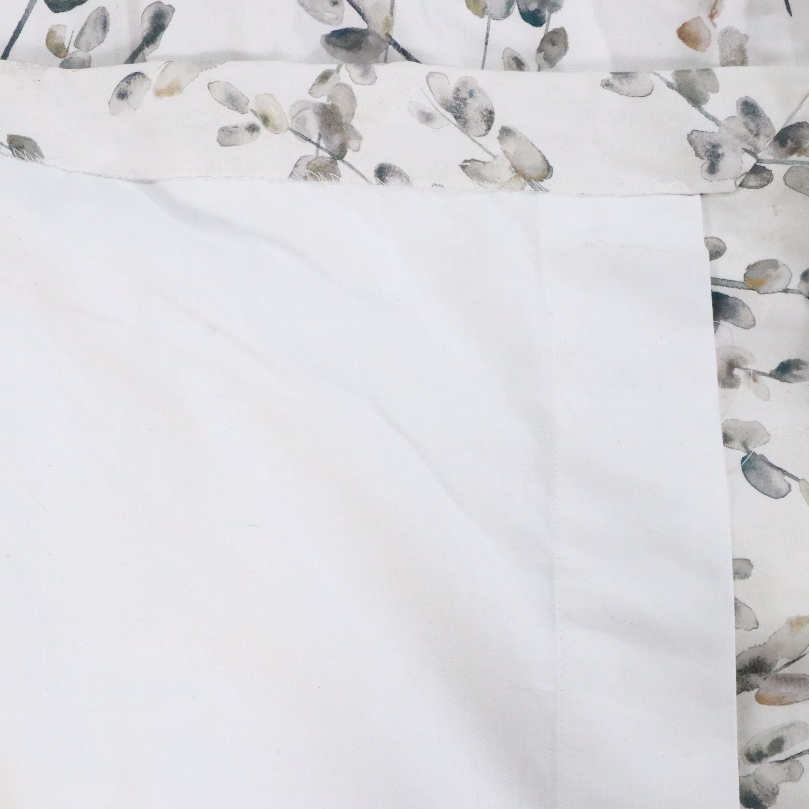 Pair of Watercolor Floral Print on White Pinch Pleat Curtains