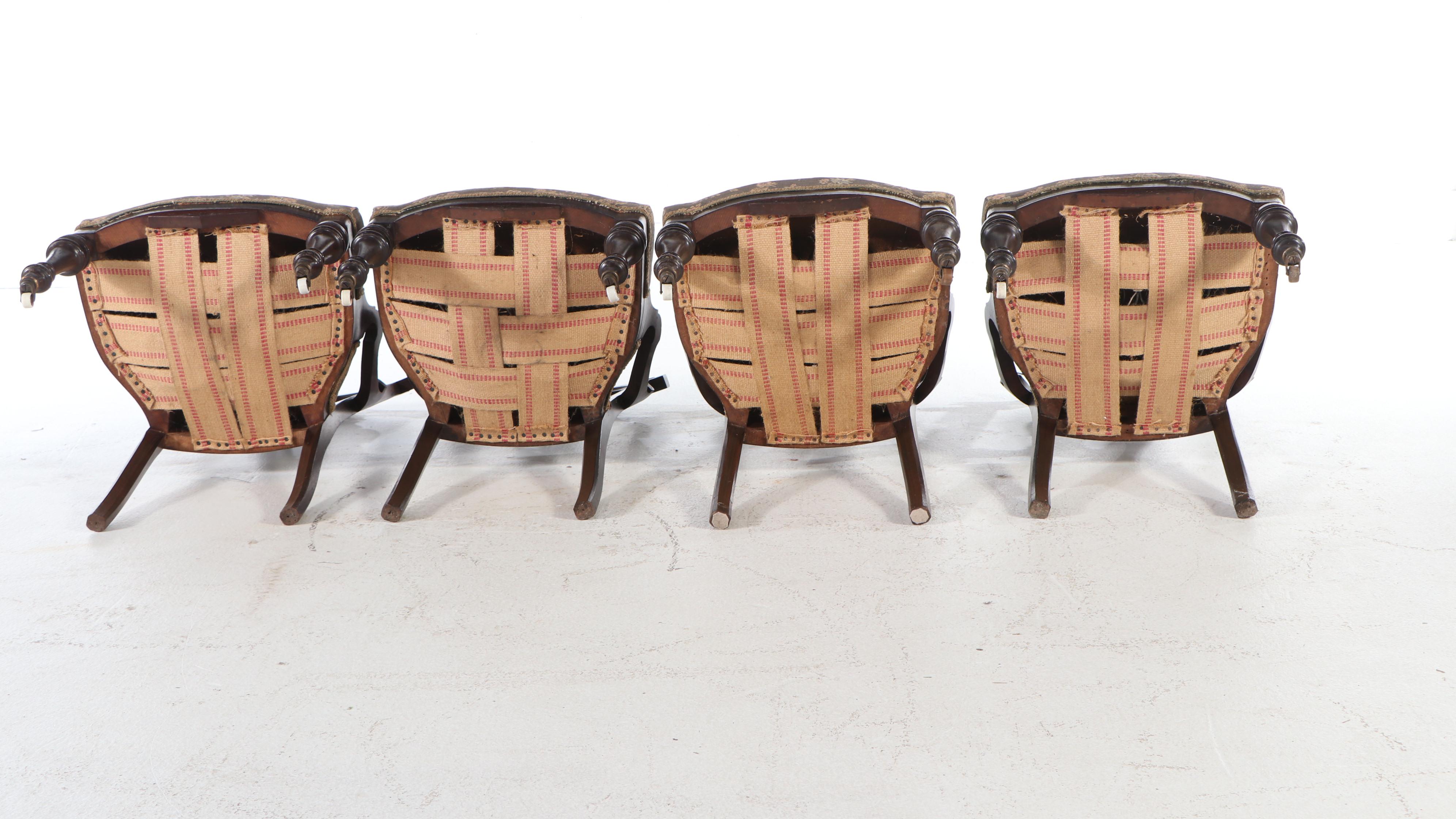 Set of Four Victorian Eastlake Grain-Painted Wood Parlor Chairs