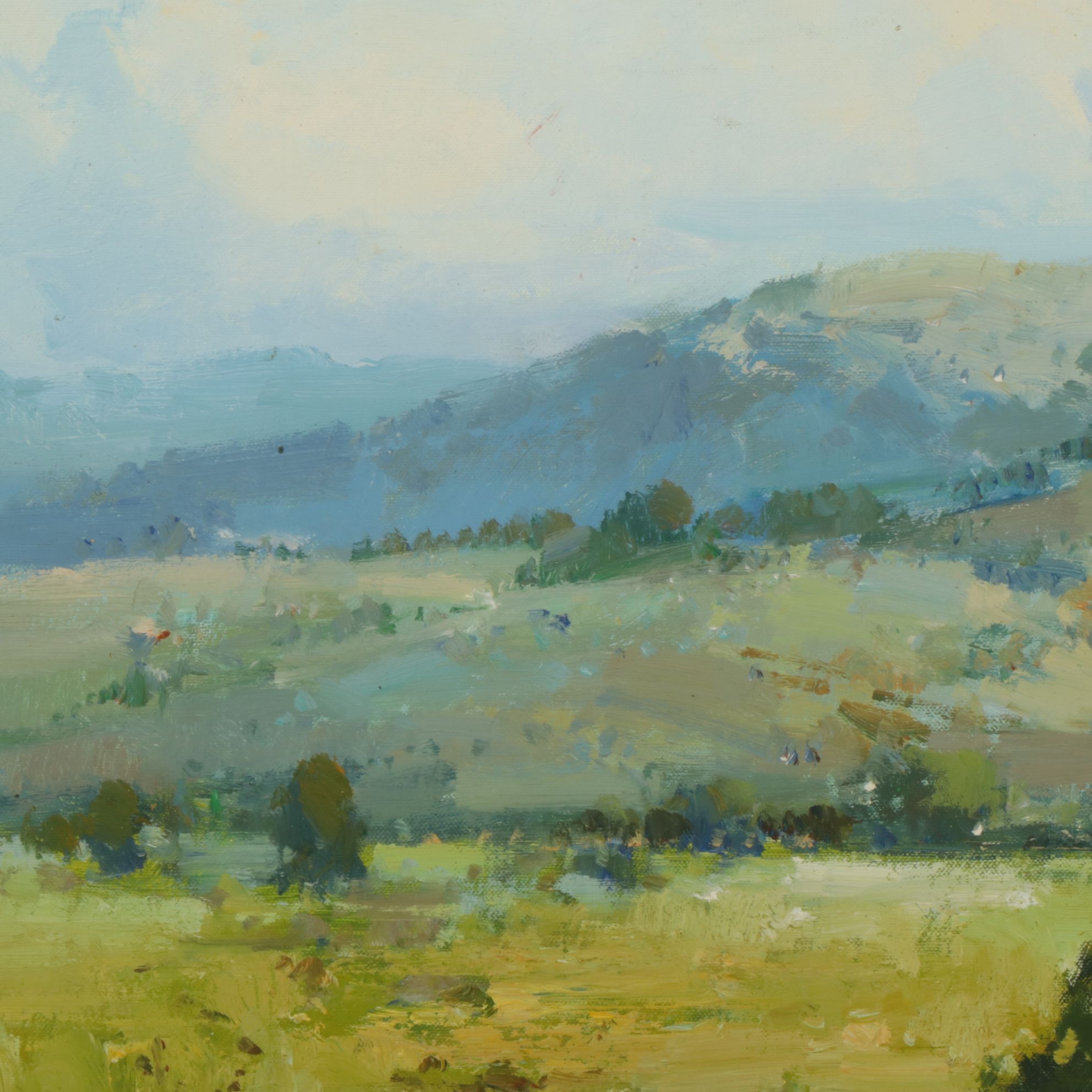 George Clifton Impressionist Riverbank Landscape Oil Painting, Late 20th Century