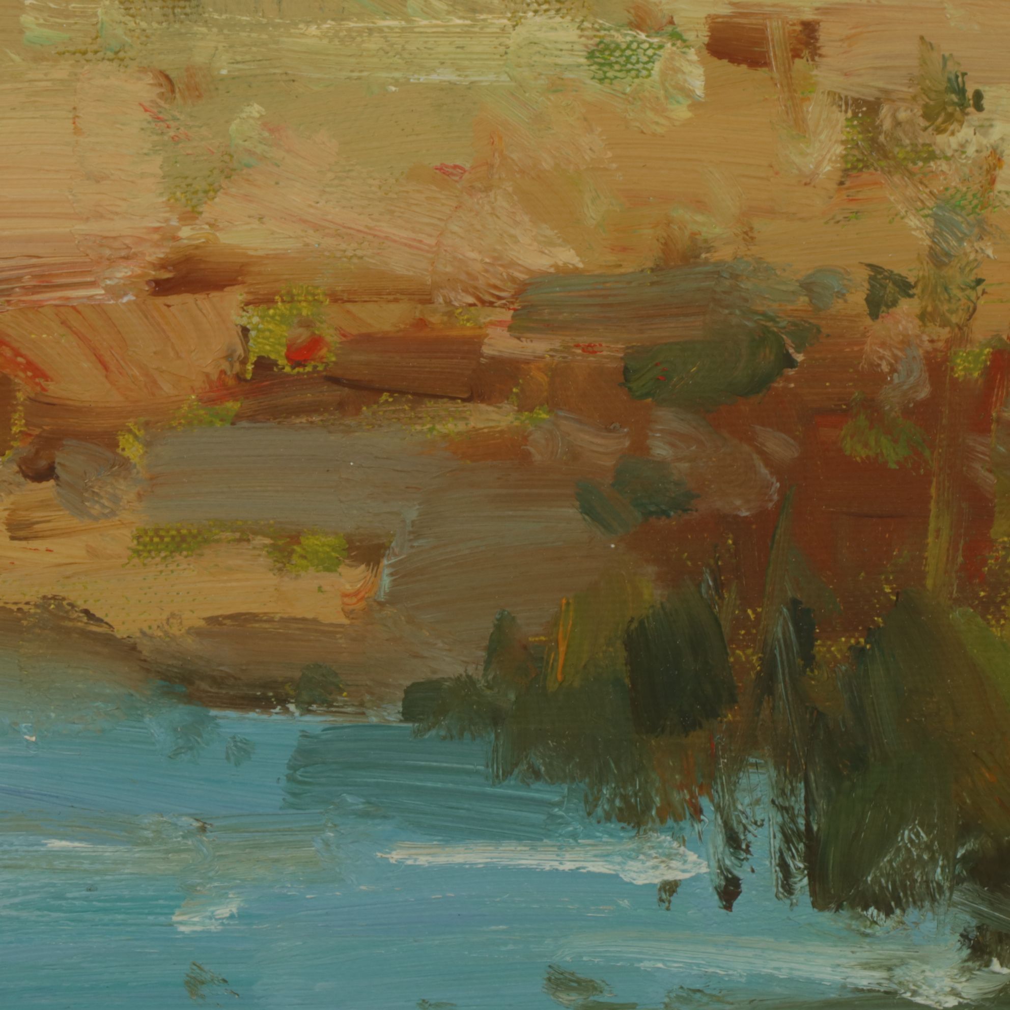 George Clifton Impressionist Riverbank Landscape Oil Painting, Late 20th Century