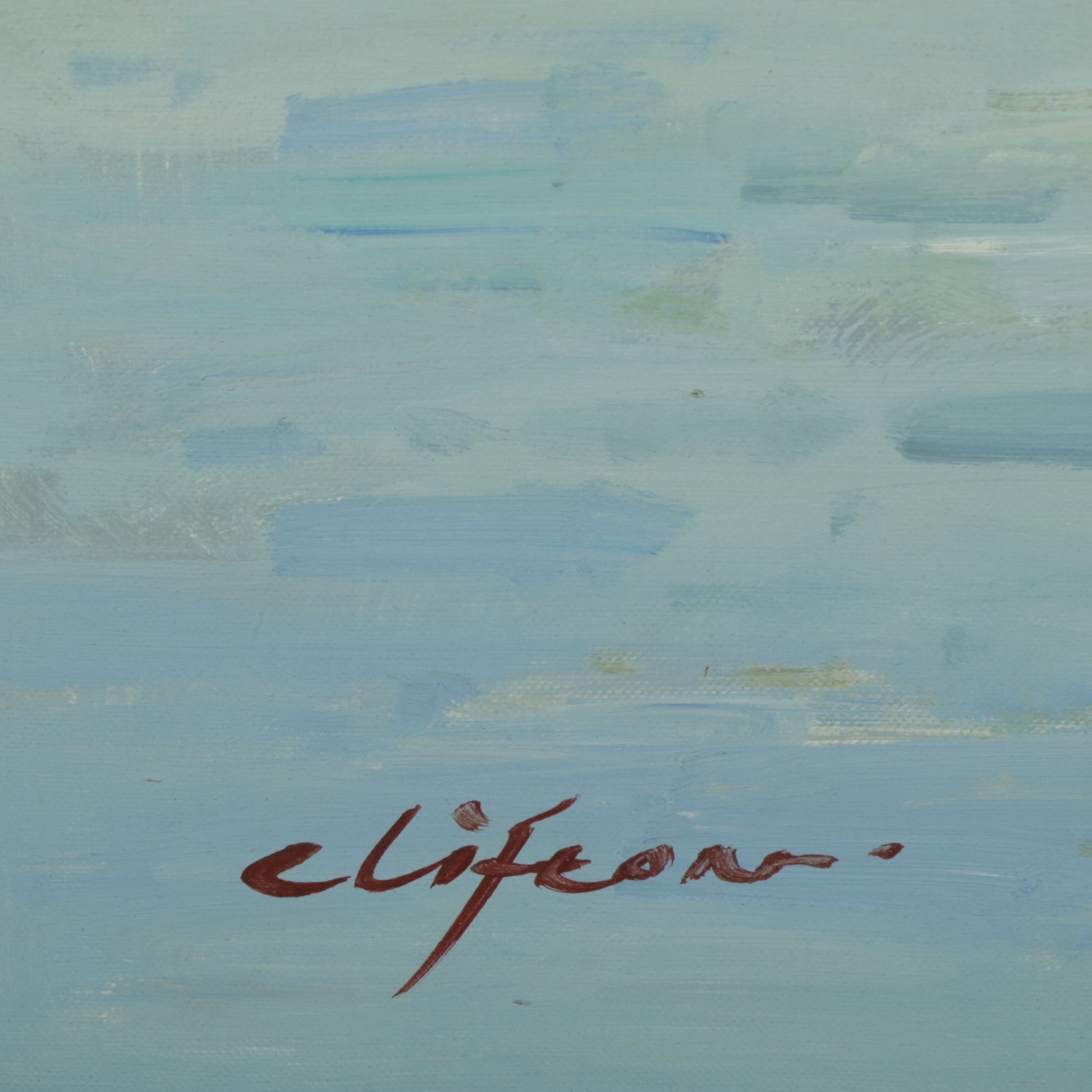 George Clifton Impressionist Riverbank Landscape Oil Painting, Late 20th Century