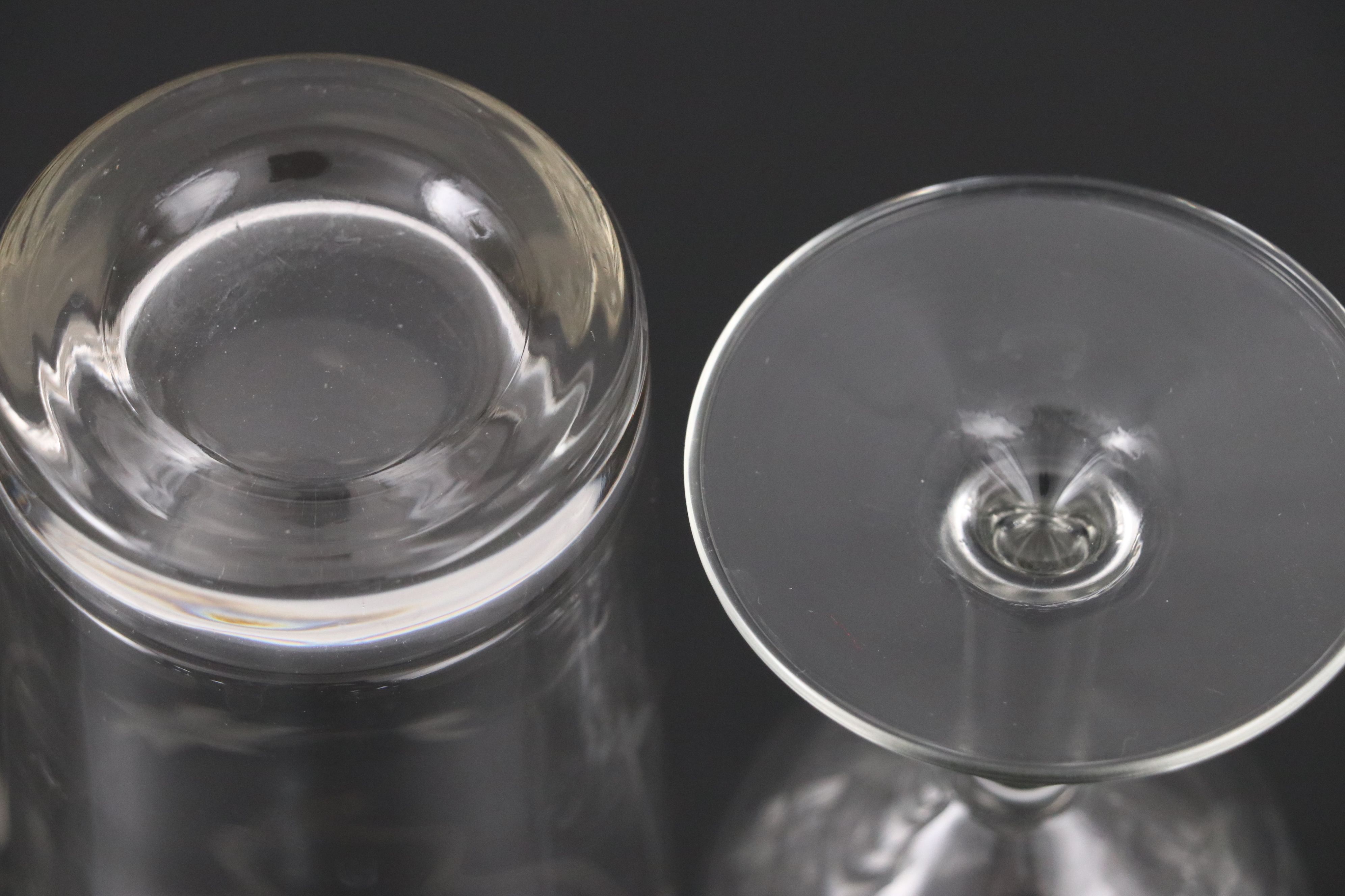 Javit "Starflower" Etched Wine and Iced Tea Glasses, 20th Century