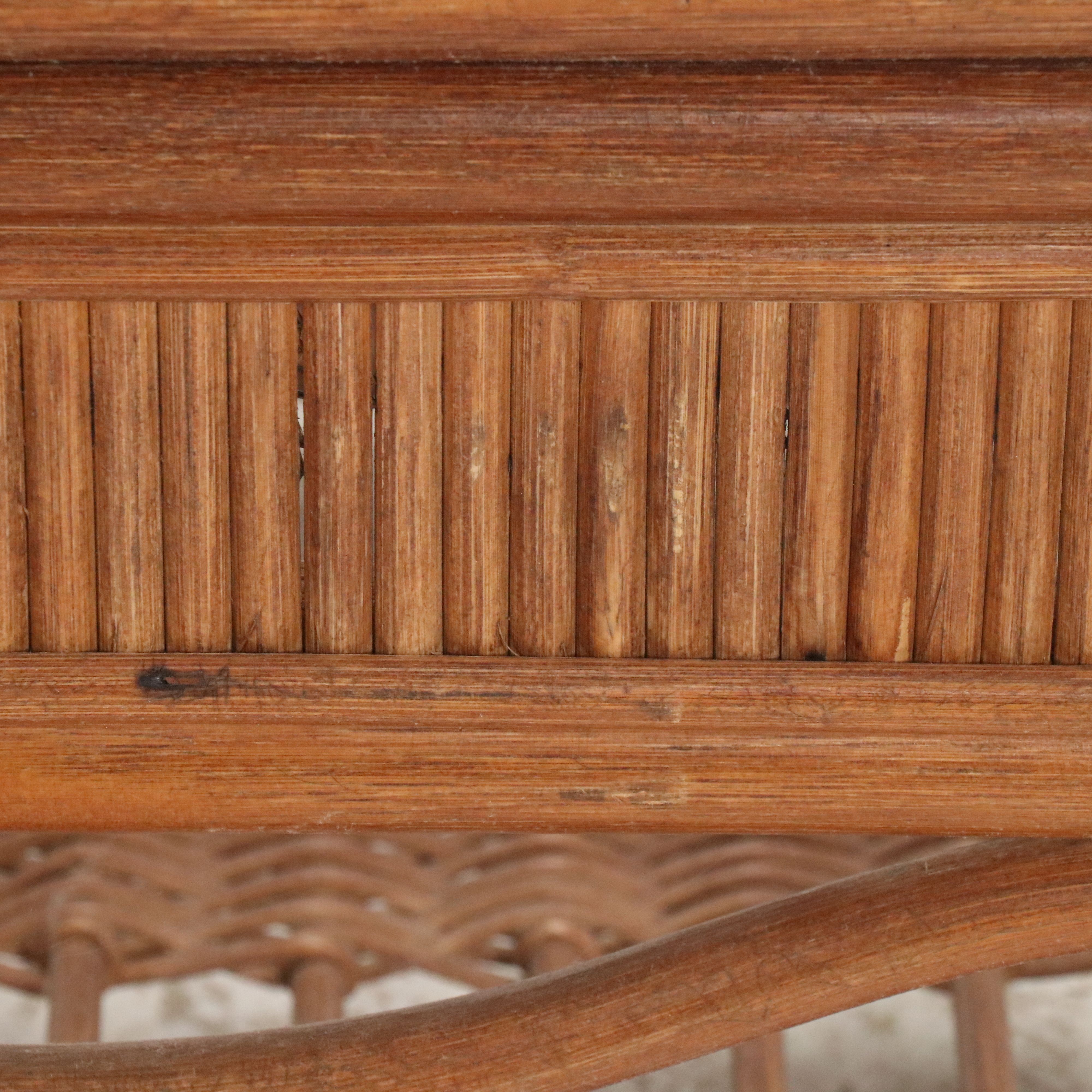 Contemporary Rattan Coffee Table with Glass Top and Rattan Sofa