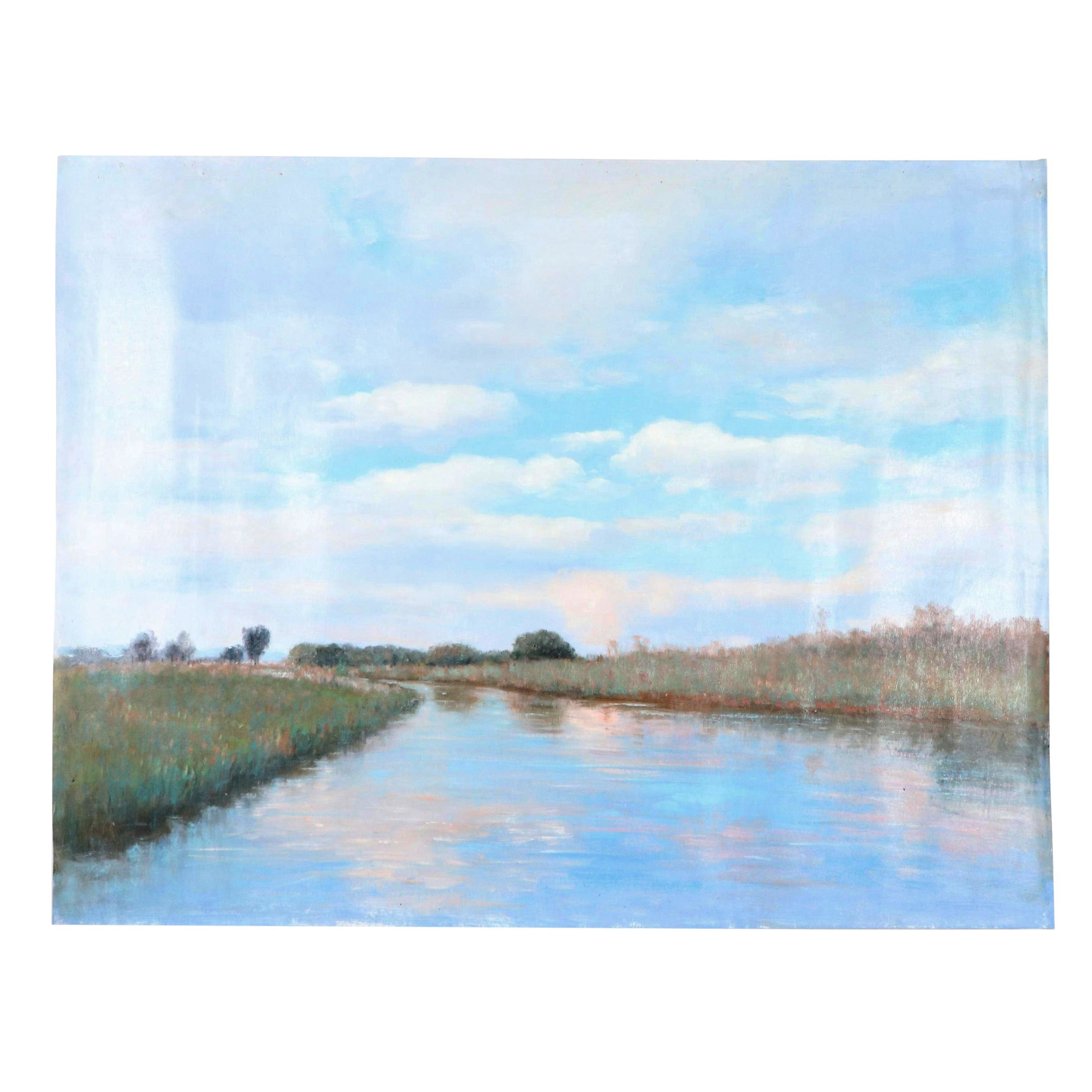 Marsh Landscape Oil Painting, 21st Century