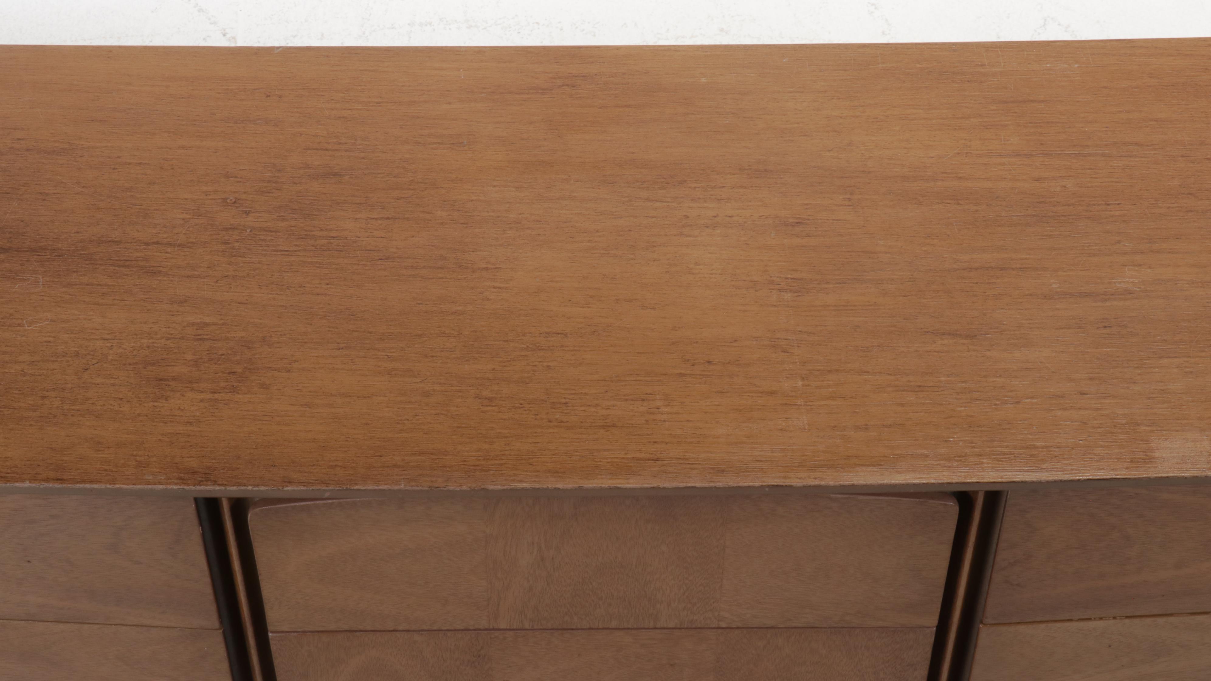 United Furniture Corp. Mid Century Modern Walnut Nine-Drawer Chest