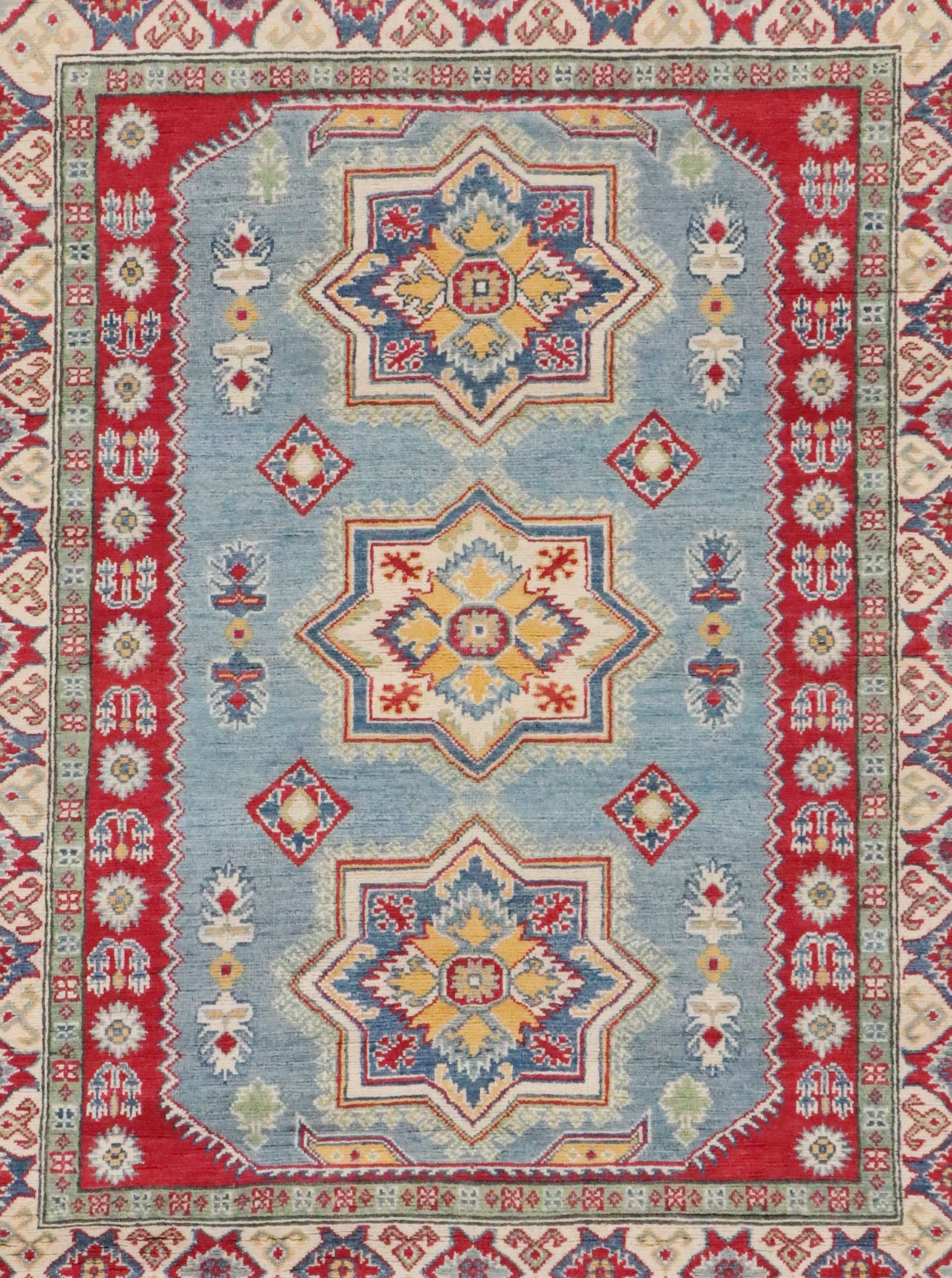 5' x 6'4 Hand-Knotted Pakistani Kazak Area Rug