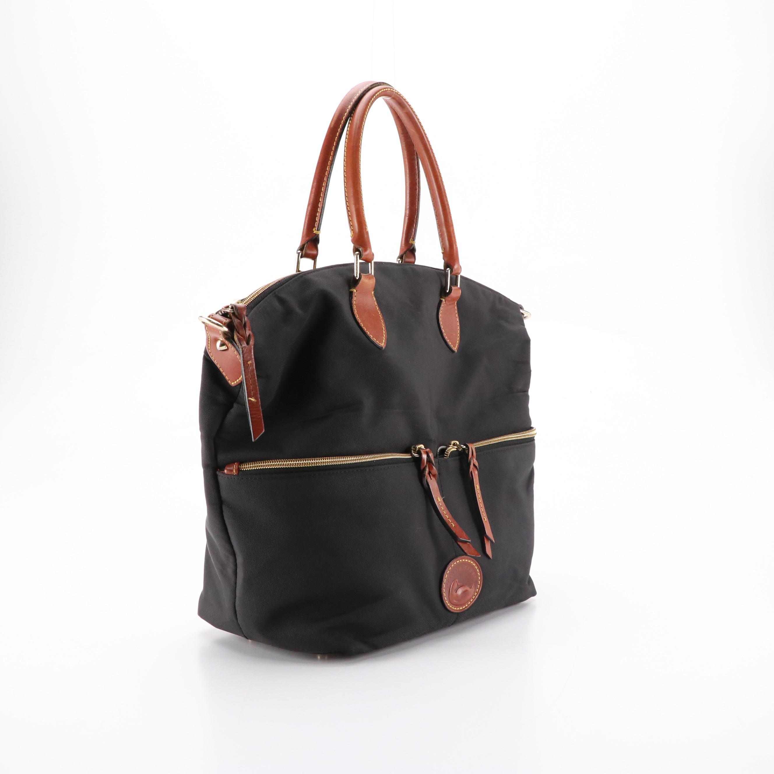 Dooney & Bourke IN041 Large Pocket Nylon Satchel and Grained Leather Wallet