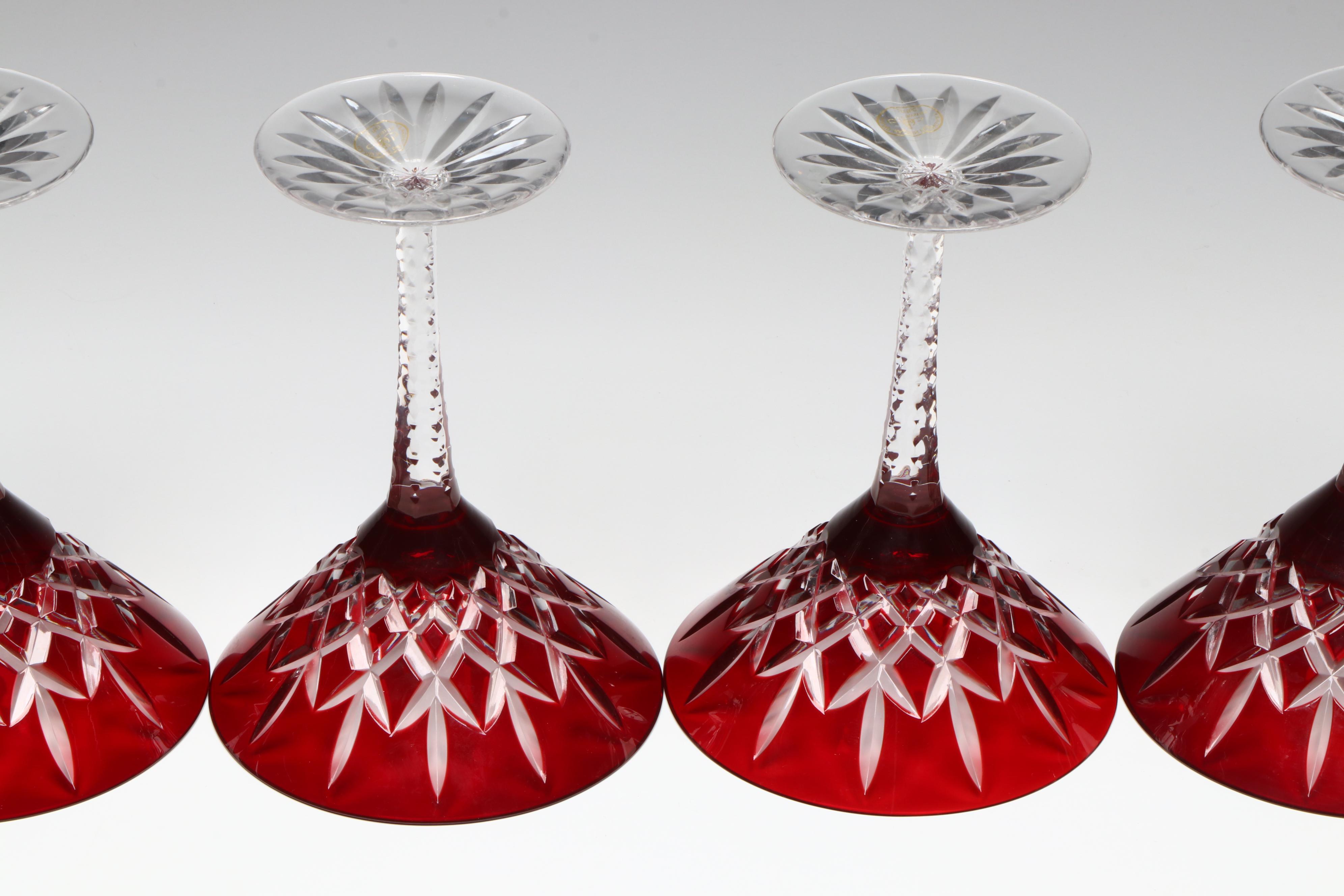 Ajka "Arabella" Ruby Crystal Martini Glasses