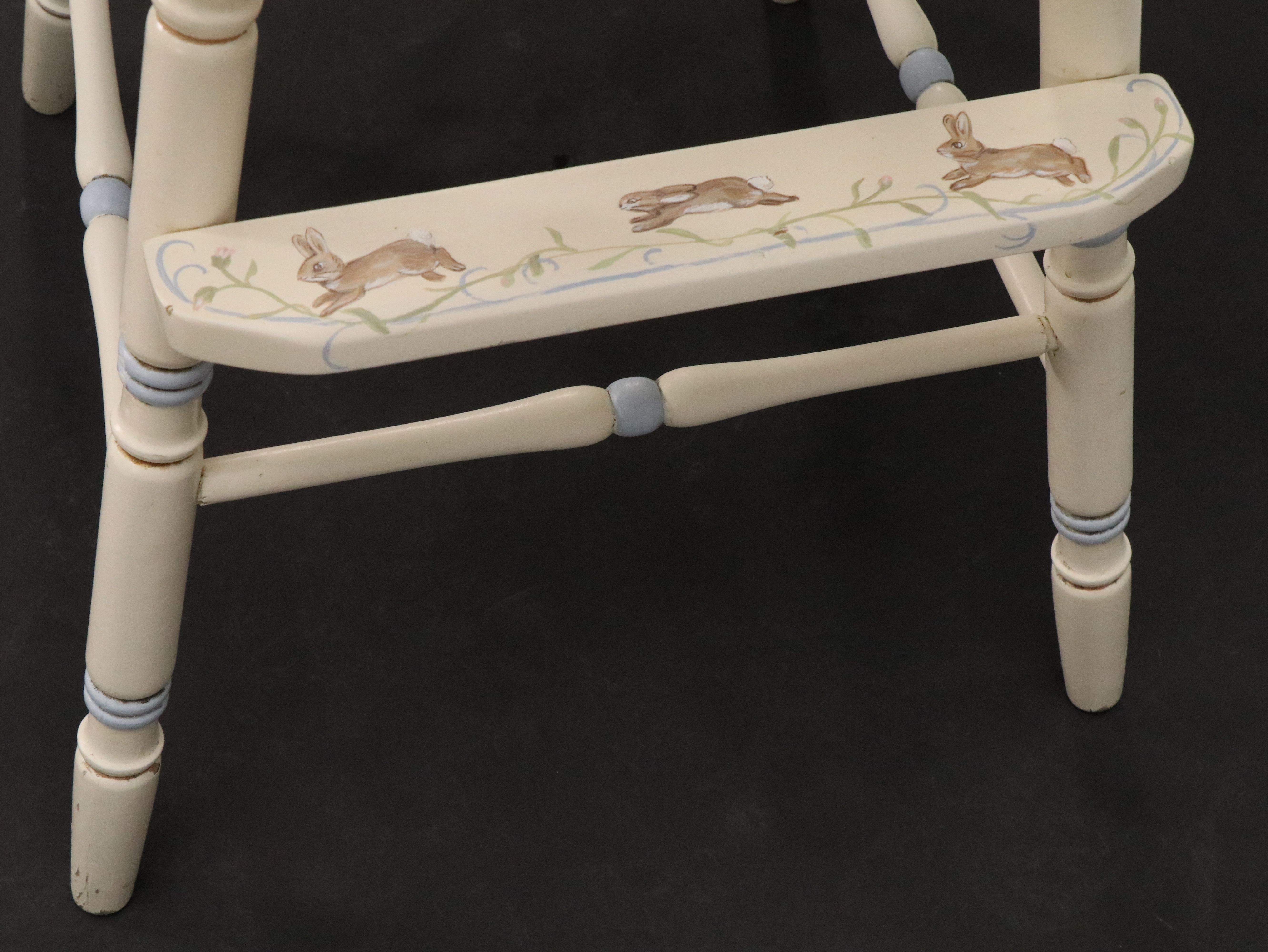 Beatrix Potter Style Paint-Decorated Wood Highchair