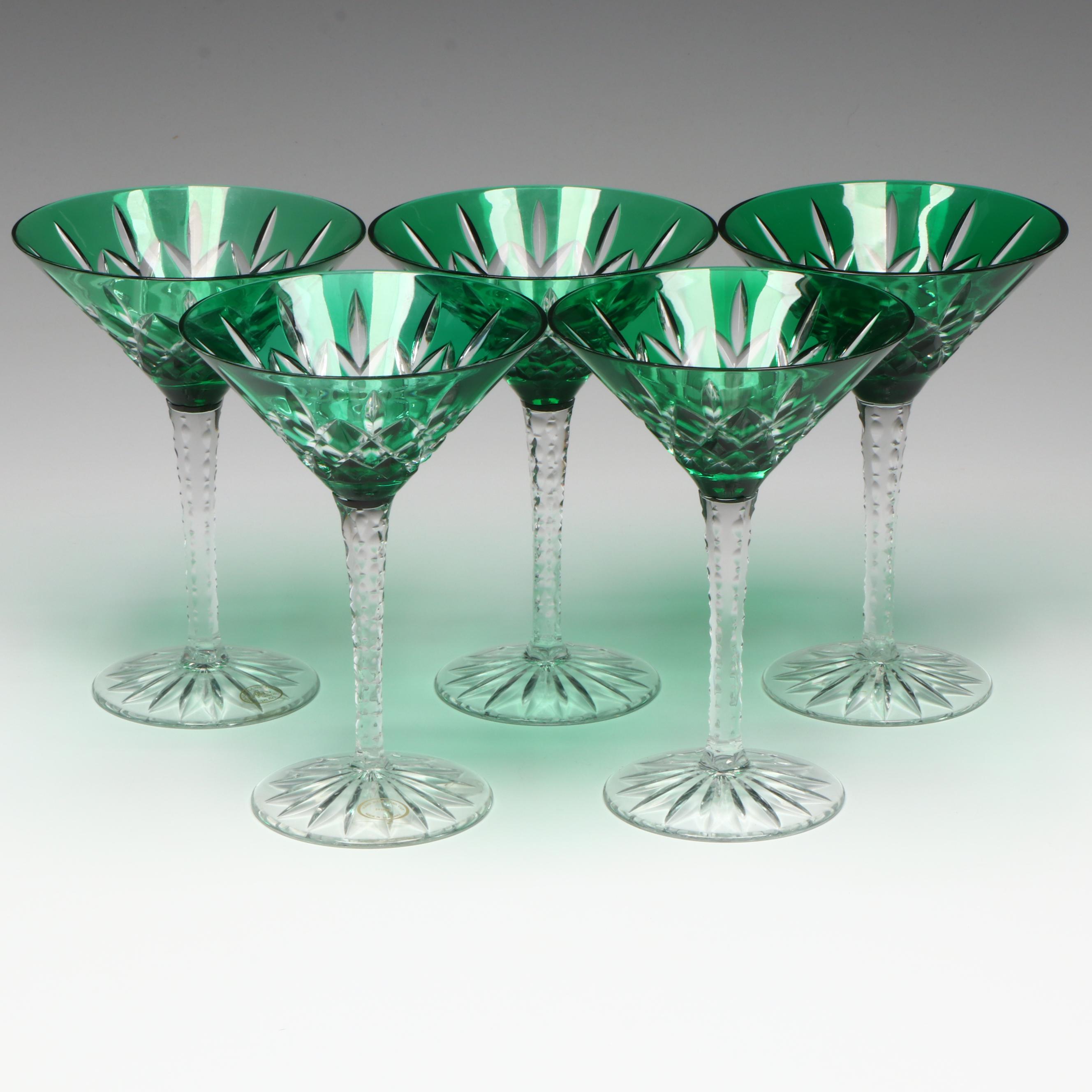 Ajka "Arabella" Green Crystal Martini Glasses