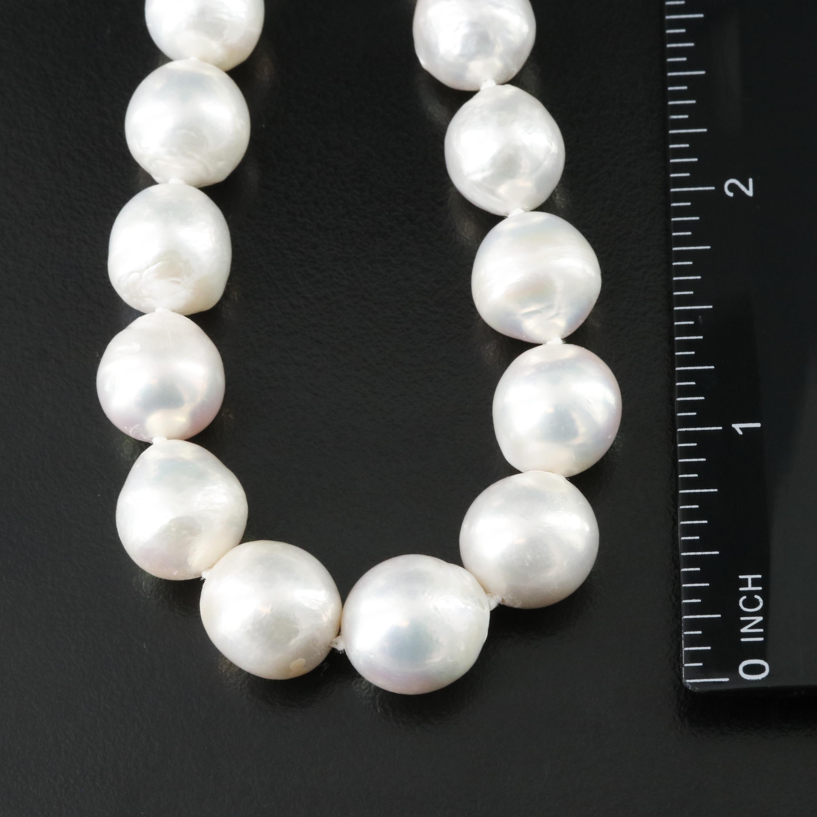 11.00 – 13.00 MM Strand of Cultured Pearls with 14K Clasp