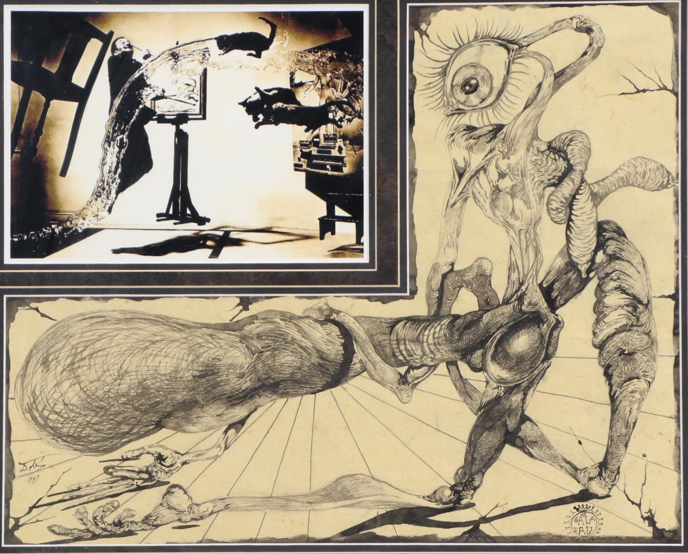 Salvador Dalí Surrealist Ink Drawing, 1949
